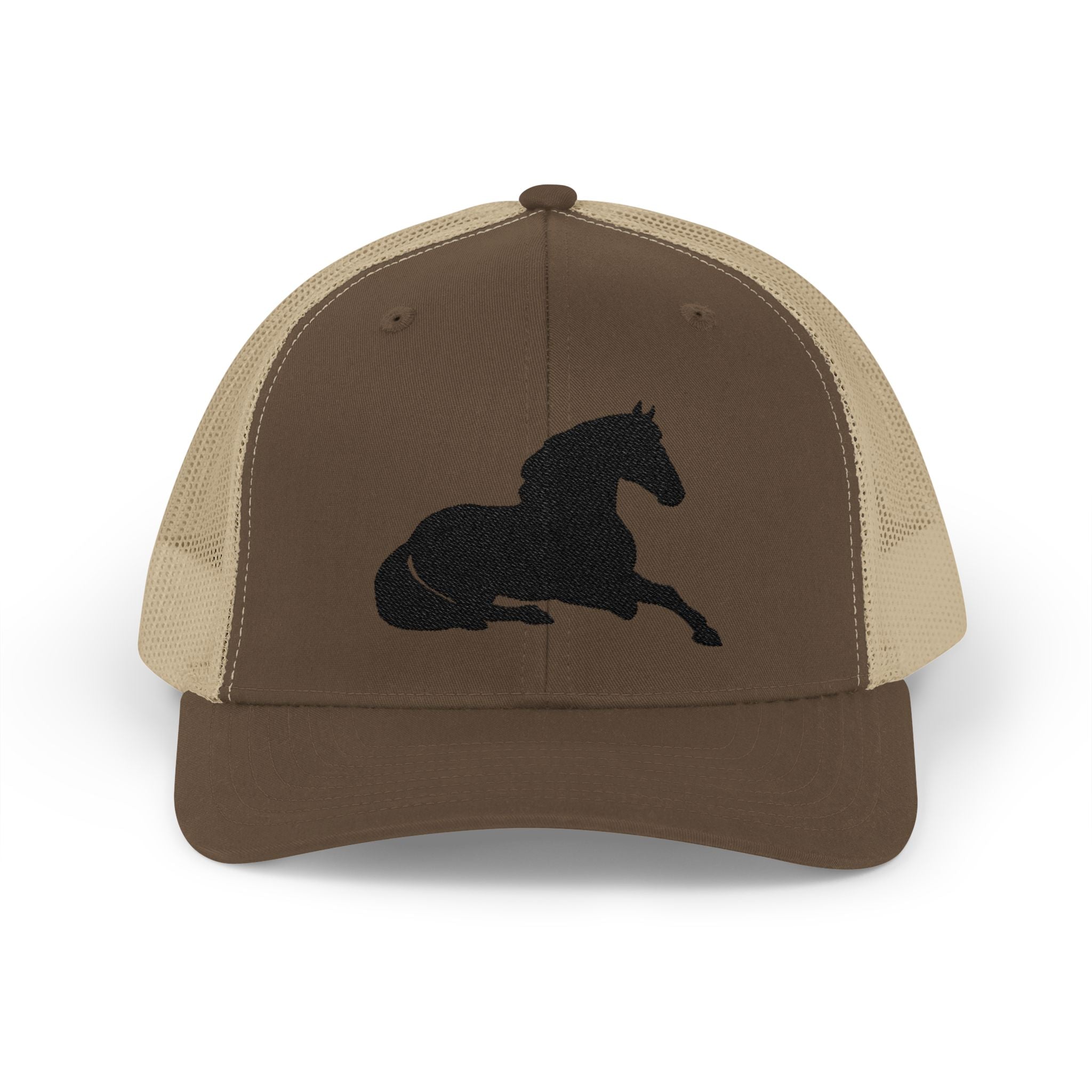 Resting Horse Trucker Hat | Laying Horse Silhouette Mesh Snapback Cap | Western Ranch Horse Lover Hat | Rustic Farm Life Cowboy Cowgirl Cap