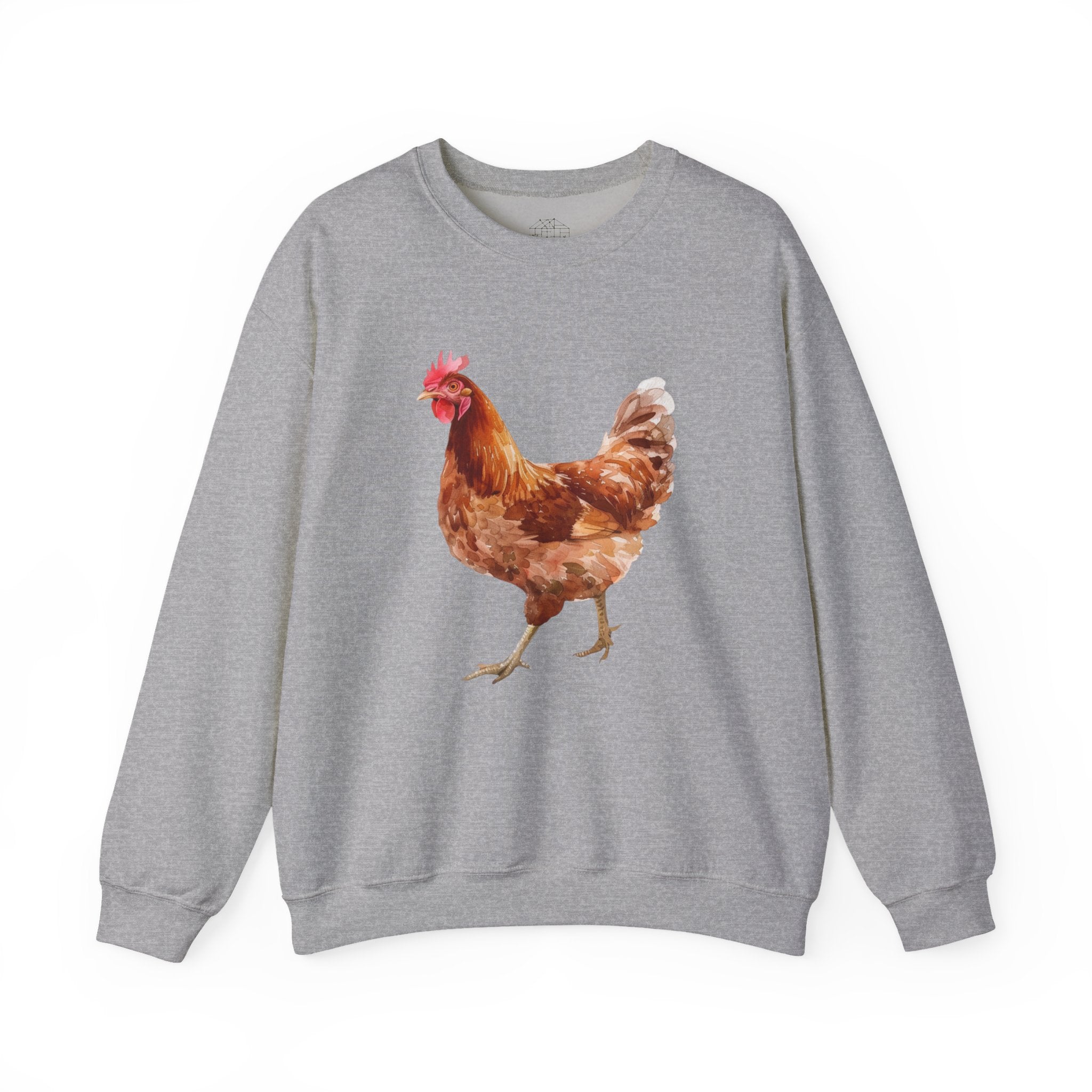 Rhode Island Red Hen Sweatshirt – Farmhouse Chicken Crewneck, Heritage Chicken Homestead Pullover, Unisex Gildan 18000