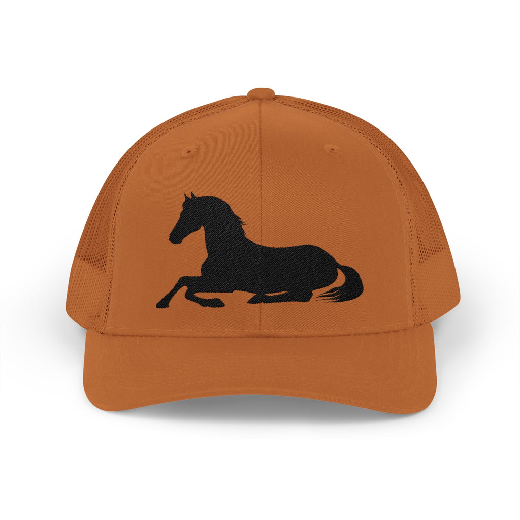 Resting Horse Trucker Hat | Laying Horse Silhouette Mesh Snapback Cap | Western Ranch Horse Lover Hat | Rustic Farm Life Cowboy Cowgirl Cap