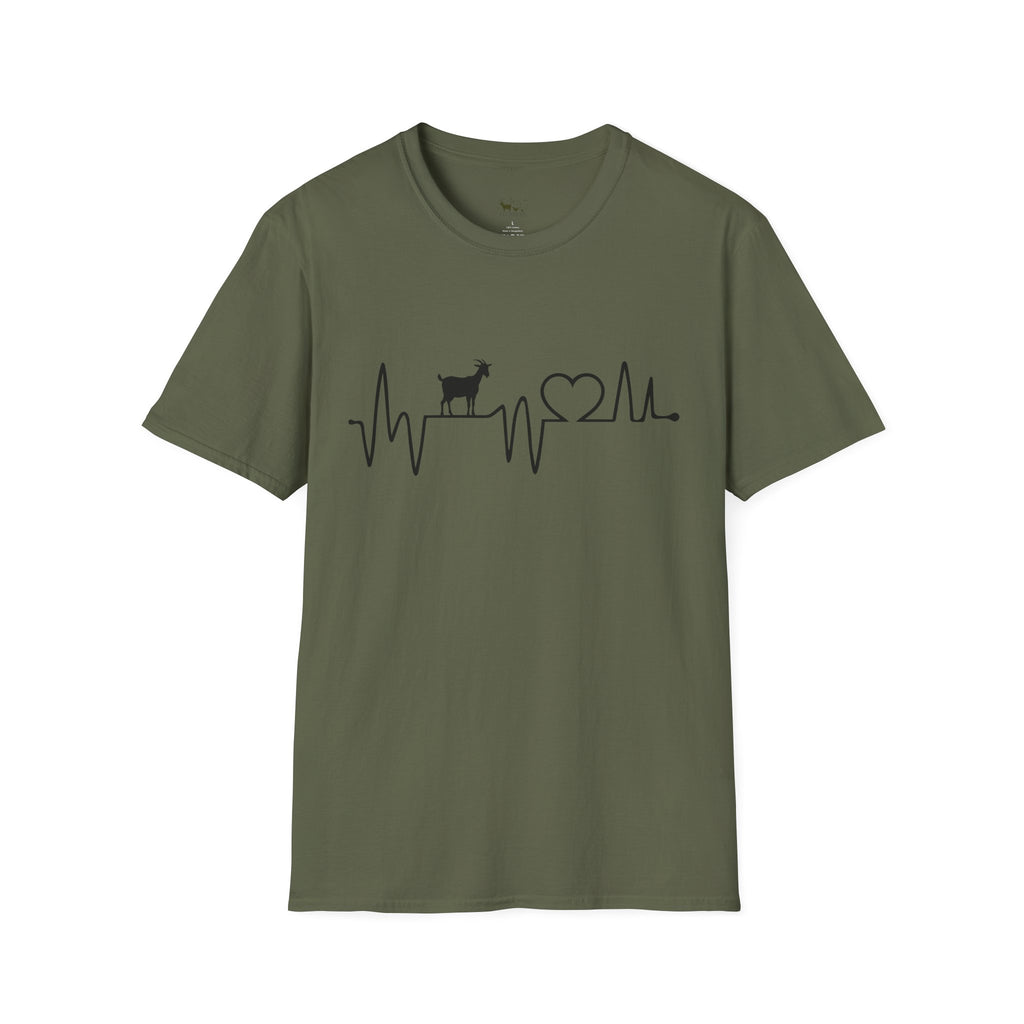Goat Heartbeat Unisex T-Shirt | Minimalist Goat Lover ECG Farm Life Tee