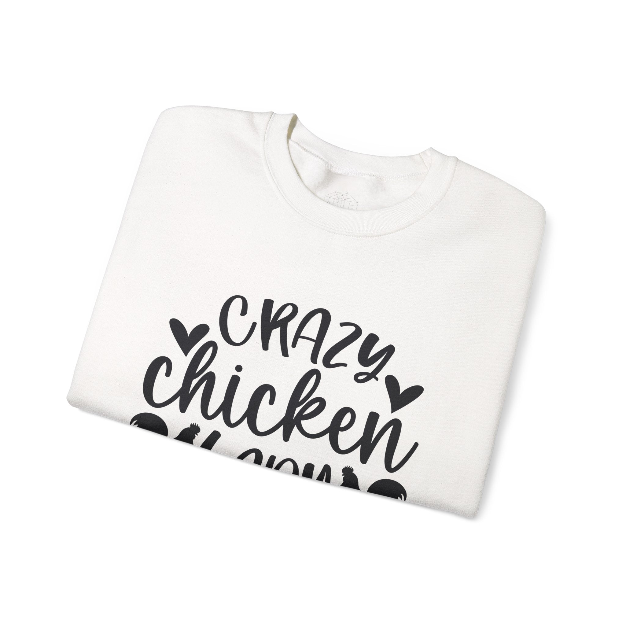 Crazy Chicken Lady Sweatshirt – Funny Chicken Mom Crewneck, Farmhouse Homestead Pullover, Unisex Gildan 18000