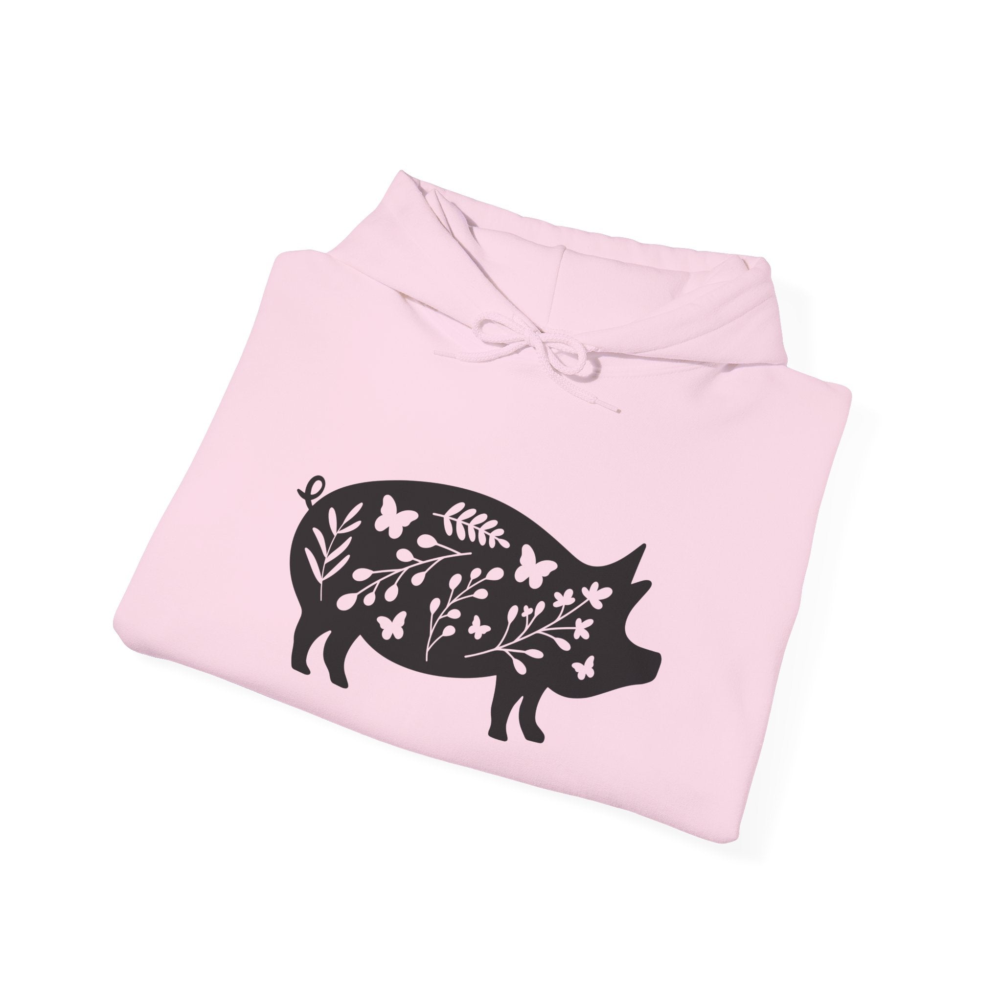 Floral Pig Silhouette Hoodie – Farm Life Sweatshirt, Pig Lover Pullover, Homestead Hoodie, Mini Pig Apparel, Farm Animal Hoodie, Country Living Unisex Hoodie