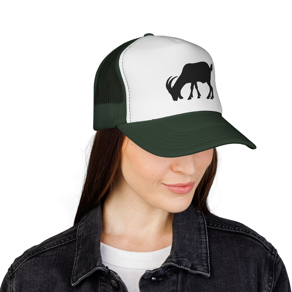 Goat Silhouette Trucker Hat – Farm Goat Hat, Homestead Goat Keeper Cap, Minimalist Farm Life Snapback