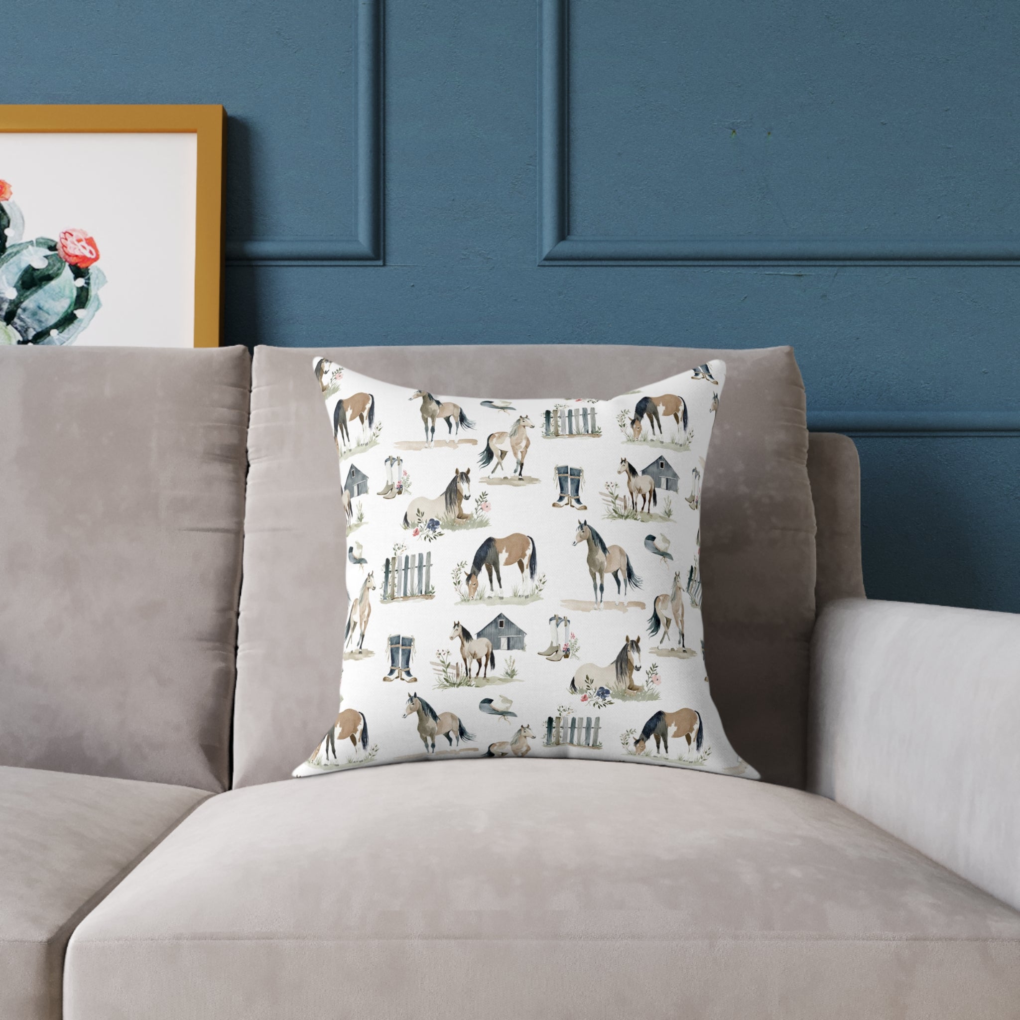 Farmhouse Horse Throw Pillow | Rustic Equestrian Accent Pillow | Cottagecore Horse Decor Cushion | Western Country Home Decor | Gumpert Homestead