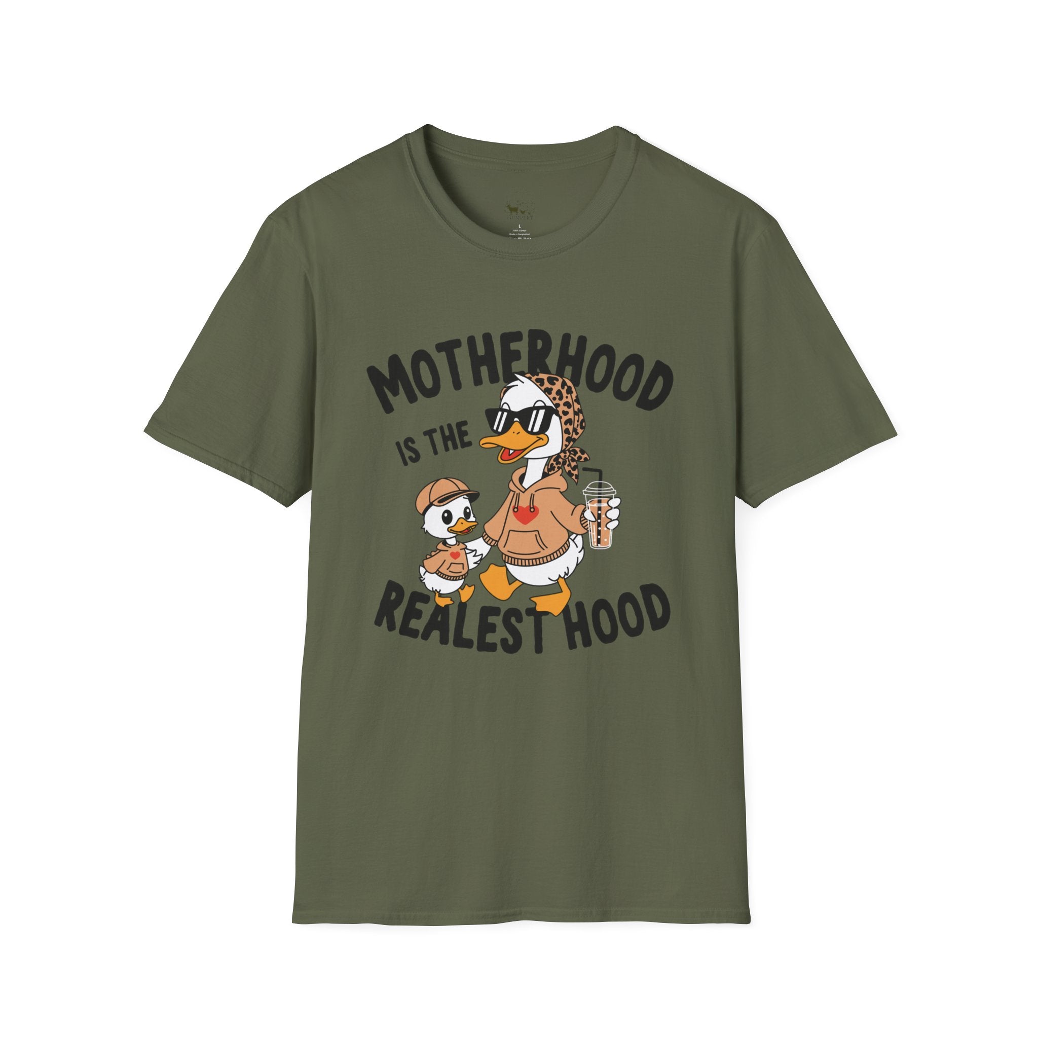 Motherhood Is the Realest Hood Funny Duck Mom Unisex T-Shirt | Farm Mom Graphic Tee