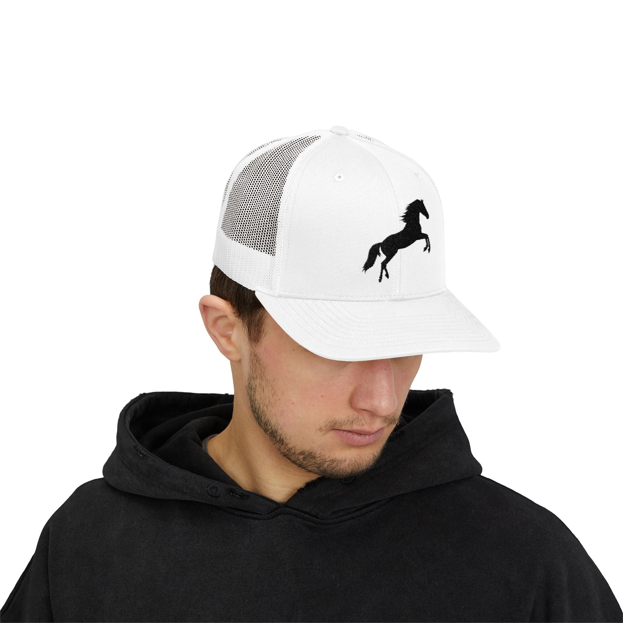Rearing Horse Trucker Hat | Western Equestrian Mesh Snapback Cap | Rustic Ranch Horse Lover Hat | Farm Life Country Cowboy Cap