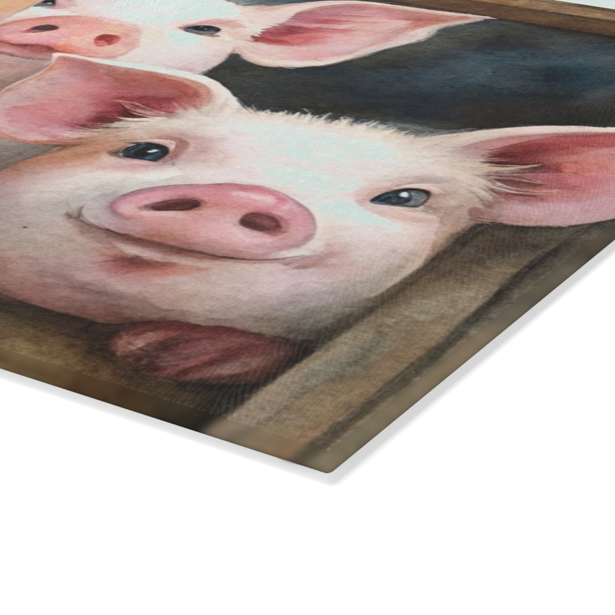 Farmhouse Piglet Glass Cutting Board | Cute Pig Kitchen Decor | Rustic Farm Animal Tempered Glass Cutting Board | Gumpert Homestead