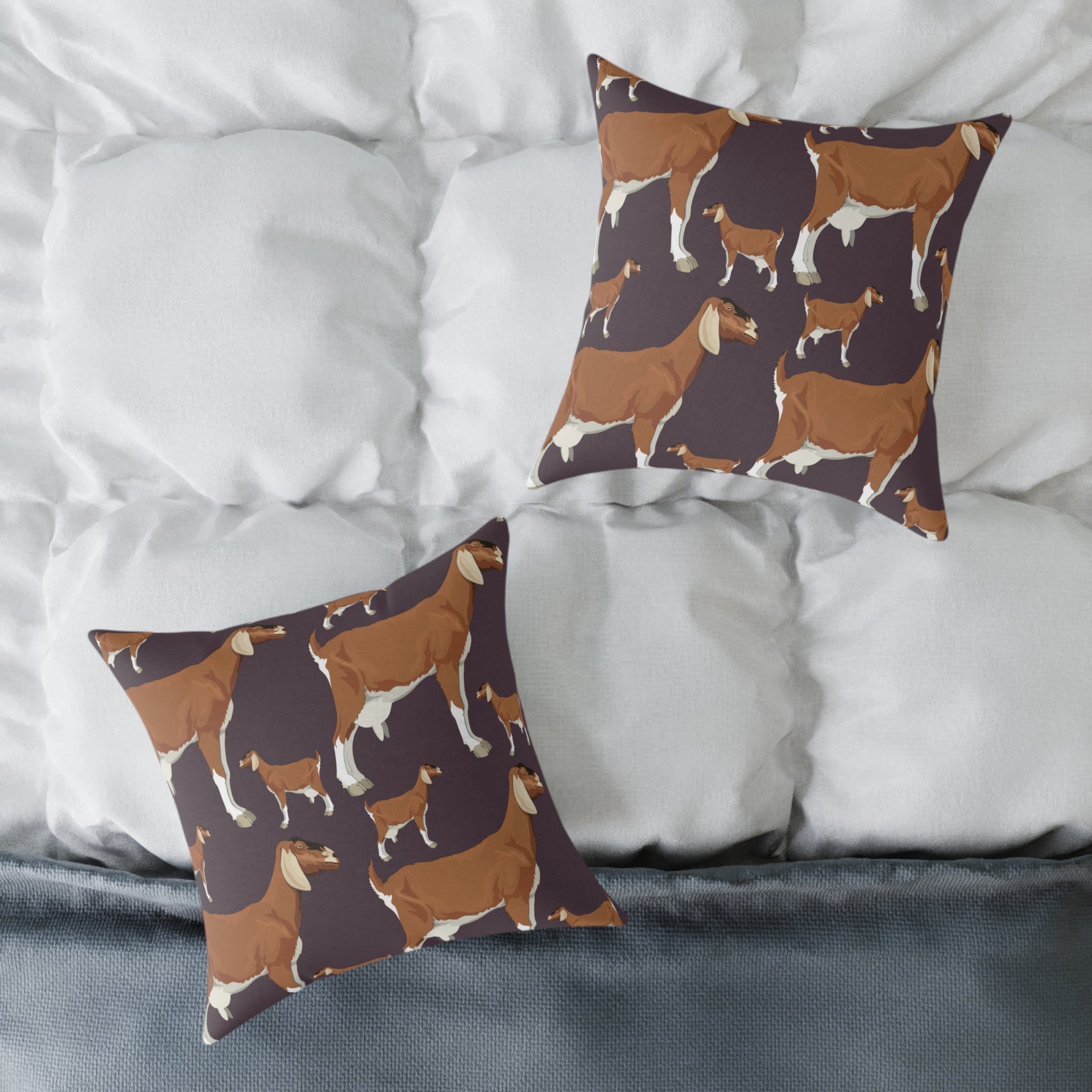 Goat Throw Pillow | Farmhouse Goat Accent Pillow | Rustic Goat Home Decor Cushion | Country Farm Animal Pillow | Gumpert Homestead