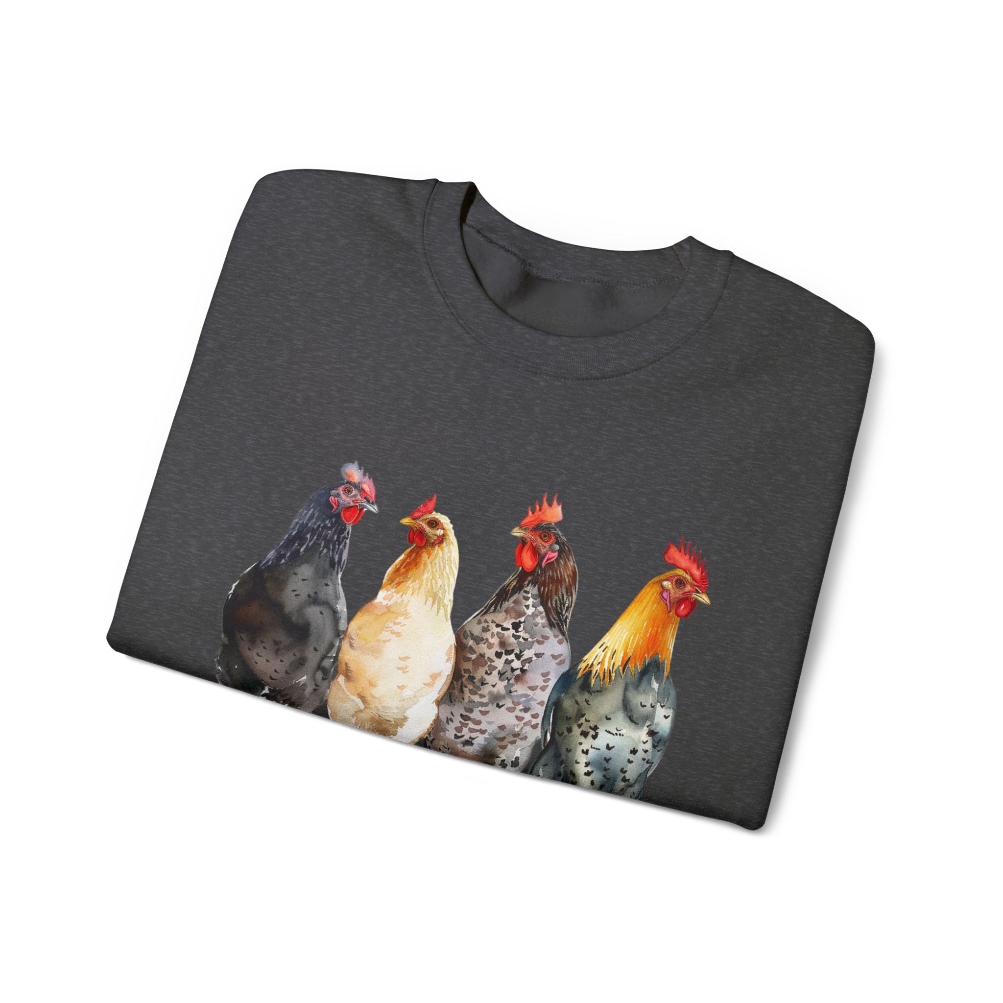 Chicken Flock Sweatshirt – Farmhouse Hen Lineup Crewneck, Cozy Homestead Chicken Mom Pullover, Unisex Gildan 18000