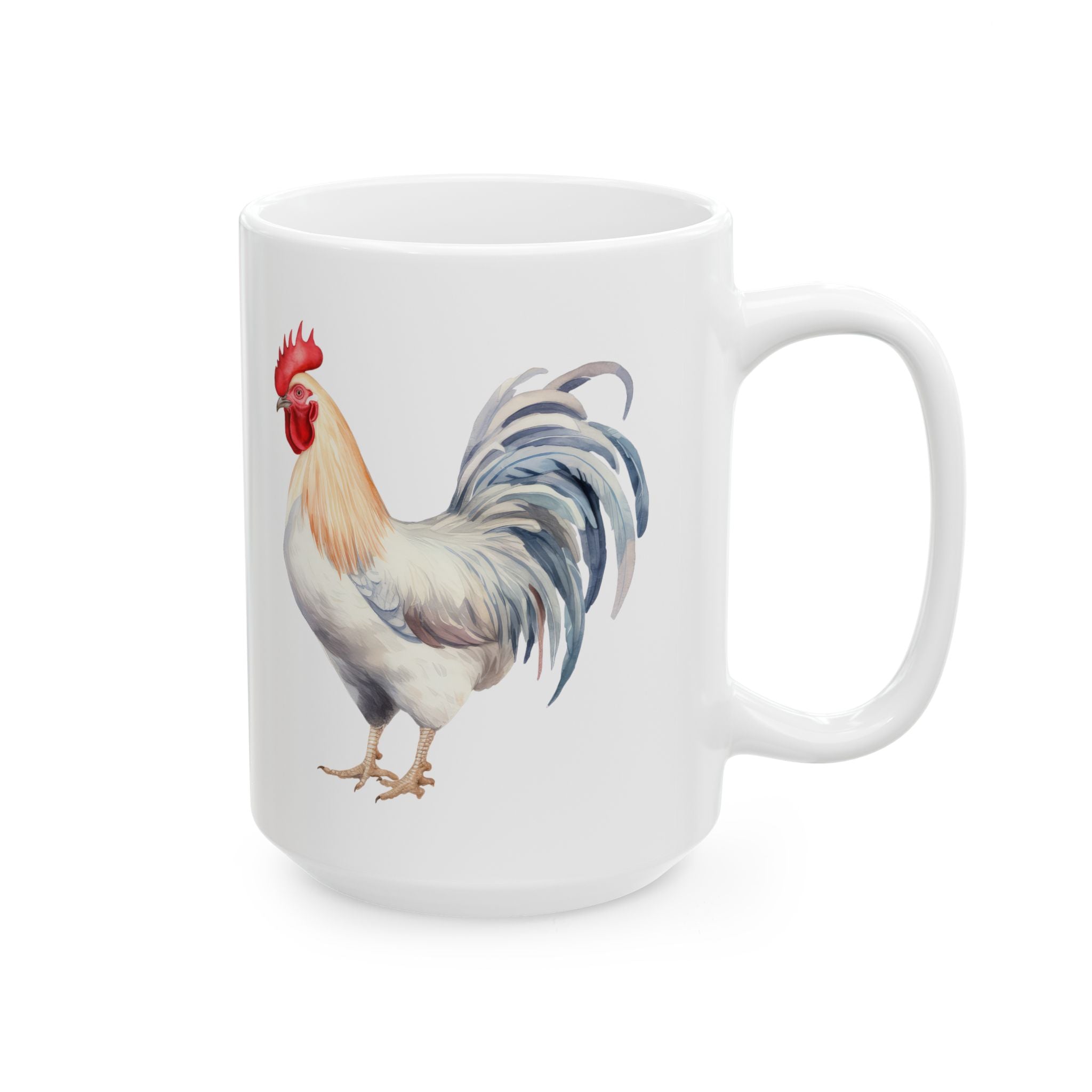 White Leghorn Rooster Ceramic Mug – Farm Homestead Coffee Cup, Backyard Chicken Lover Gift (11oz, 15oz)