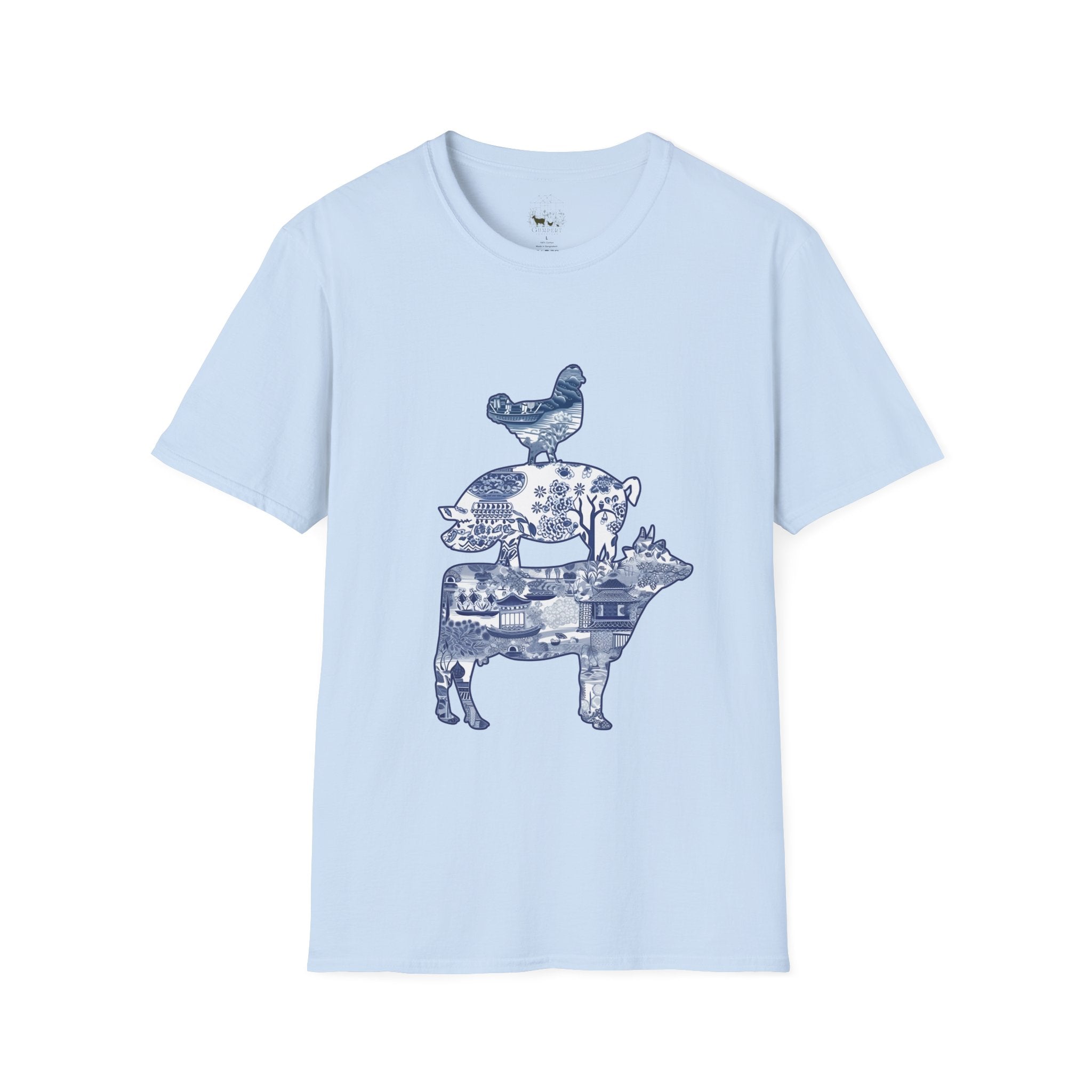 Floral Pig Stack T-Shirt – Cute Farm Pig Shirt, Cottagecore Pig Graphic Tee, Farm Life Animal Shirt, Homestead Apparel, Pig Lover Gift