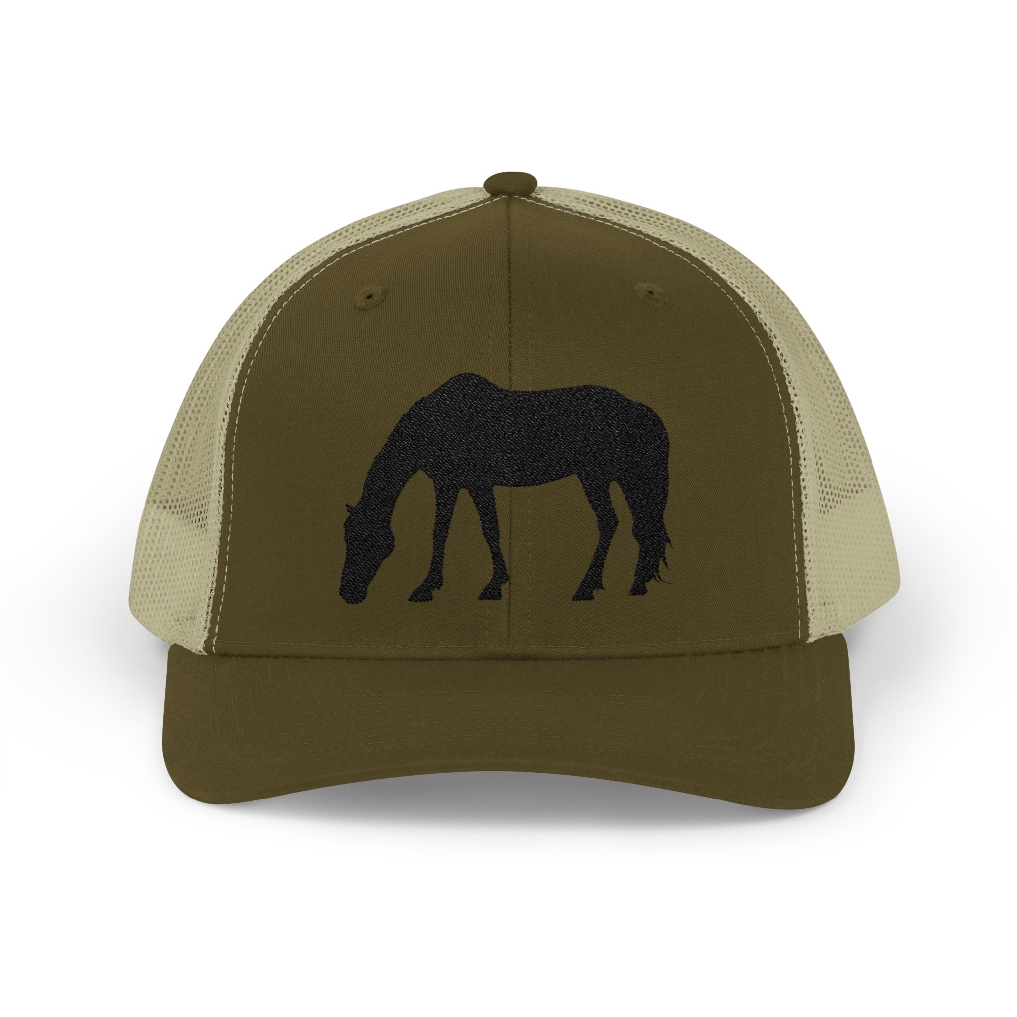 Grazing Horse Trucker Hat | Farm Life Mesh Snapback Cap | Equestrian Horse Lover Hat | Rustic Ranch & Cottagecore Farm Cap