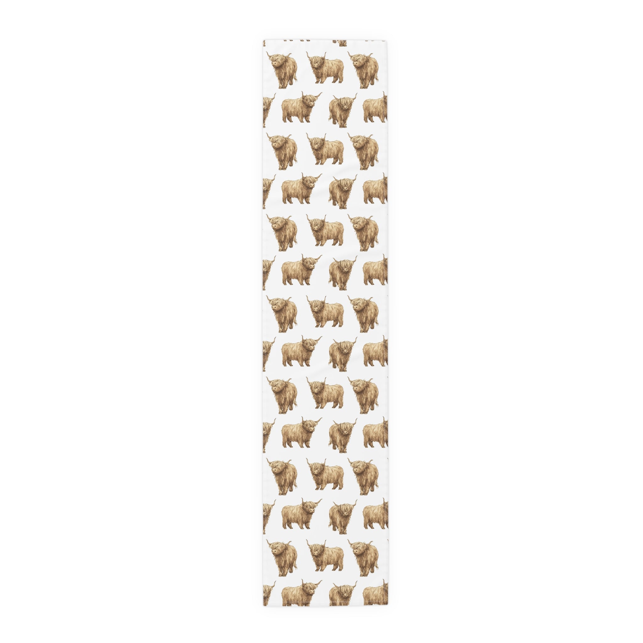 Highland Cow Farmhouse Table Runner | Rustic Farm Cattle Kitchen Decor | Country Cottagecore Dining Table Linen | Homestead Cow Table Decor