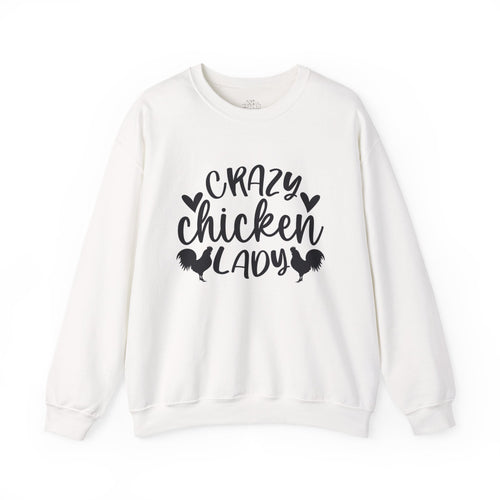Crazy Chicken Lady Sweatshirt – Funny Chicken Mom Crewneck, Farmhouse Homestead Pullover, Unisex Gildan 18000