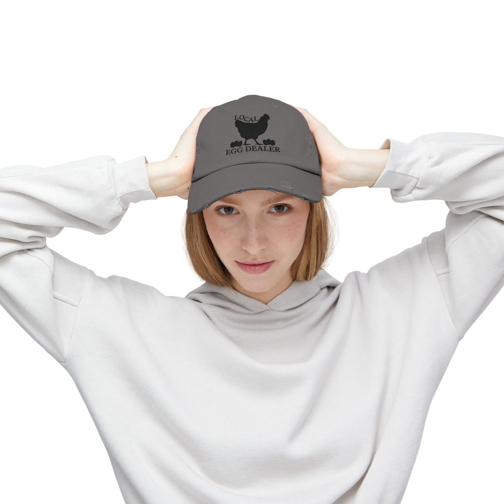 Local Egg Dealer Distressed Baseball Cap – Funny Chicken Hat, Farm Fresh Egg Seller Cap, Backyard Chicken Keeper Hat, Homestead Humor Gift