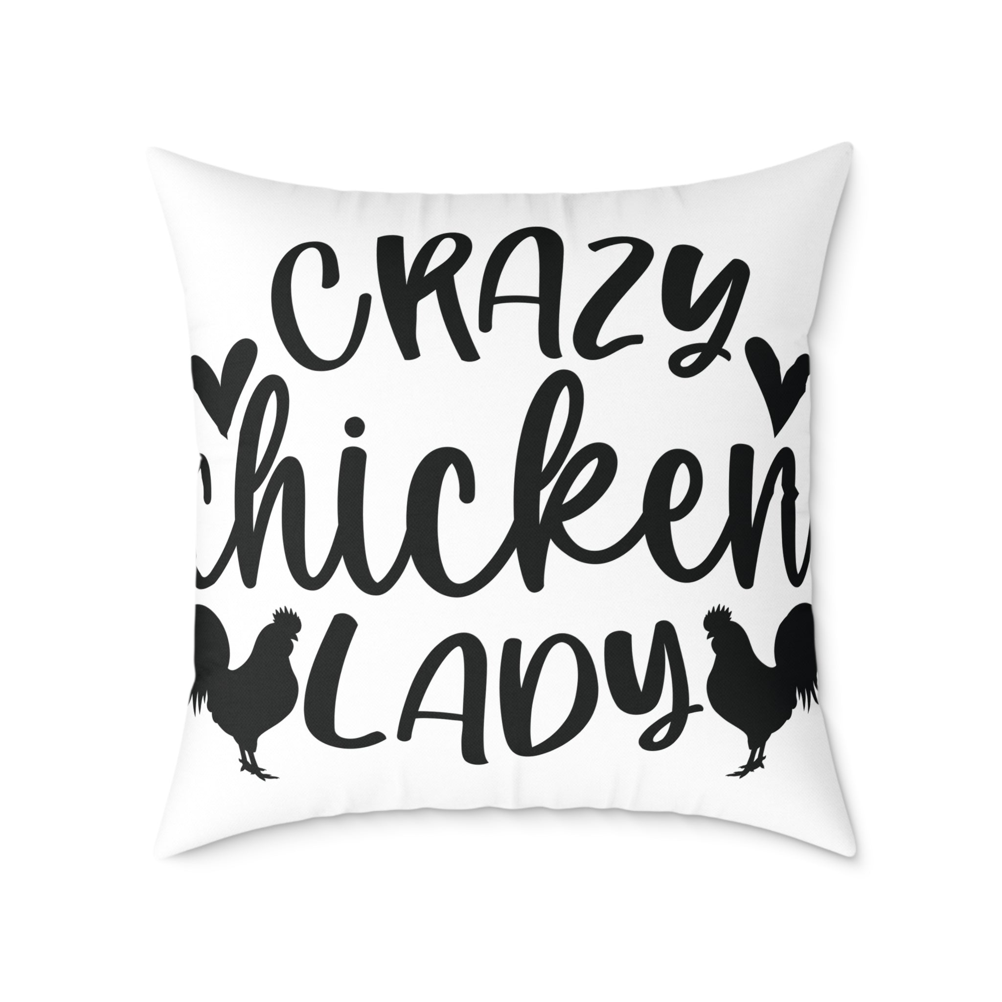 Crazy Chicken Lady Throw Pillow – Farmhouse Chicken Decor Cushion, Funny Homestead Accent Pillow, Country Cottage Home Decor