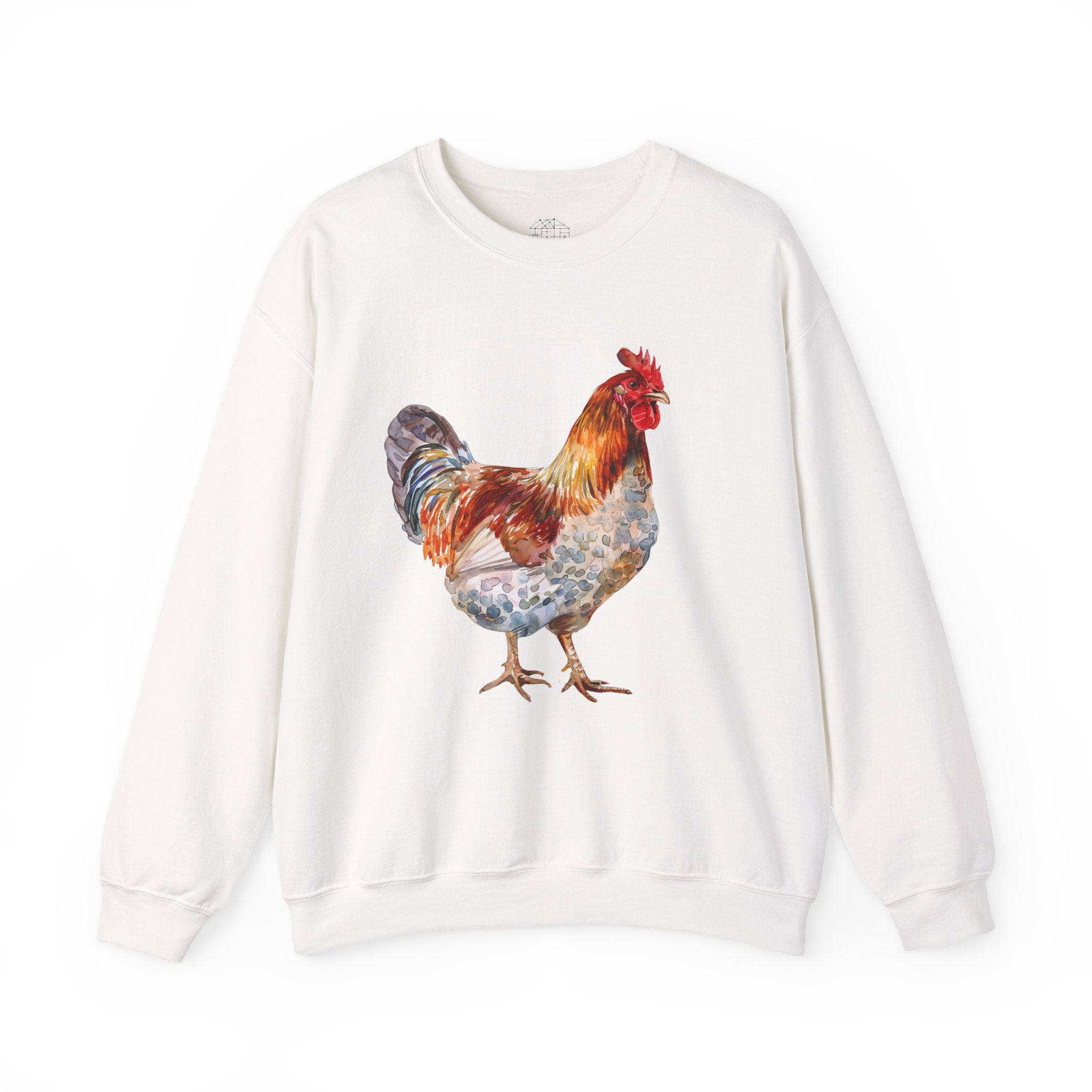Easter Egger Rooster Sweatshirt – Farmhouse Chicken Crewneck, Colorful Ameraucana-Style Rooster Pullover, Homestead Apparel