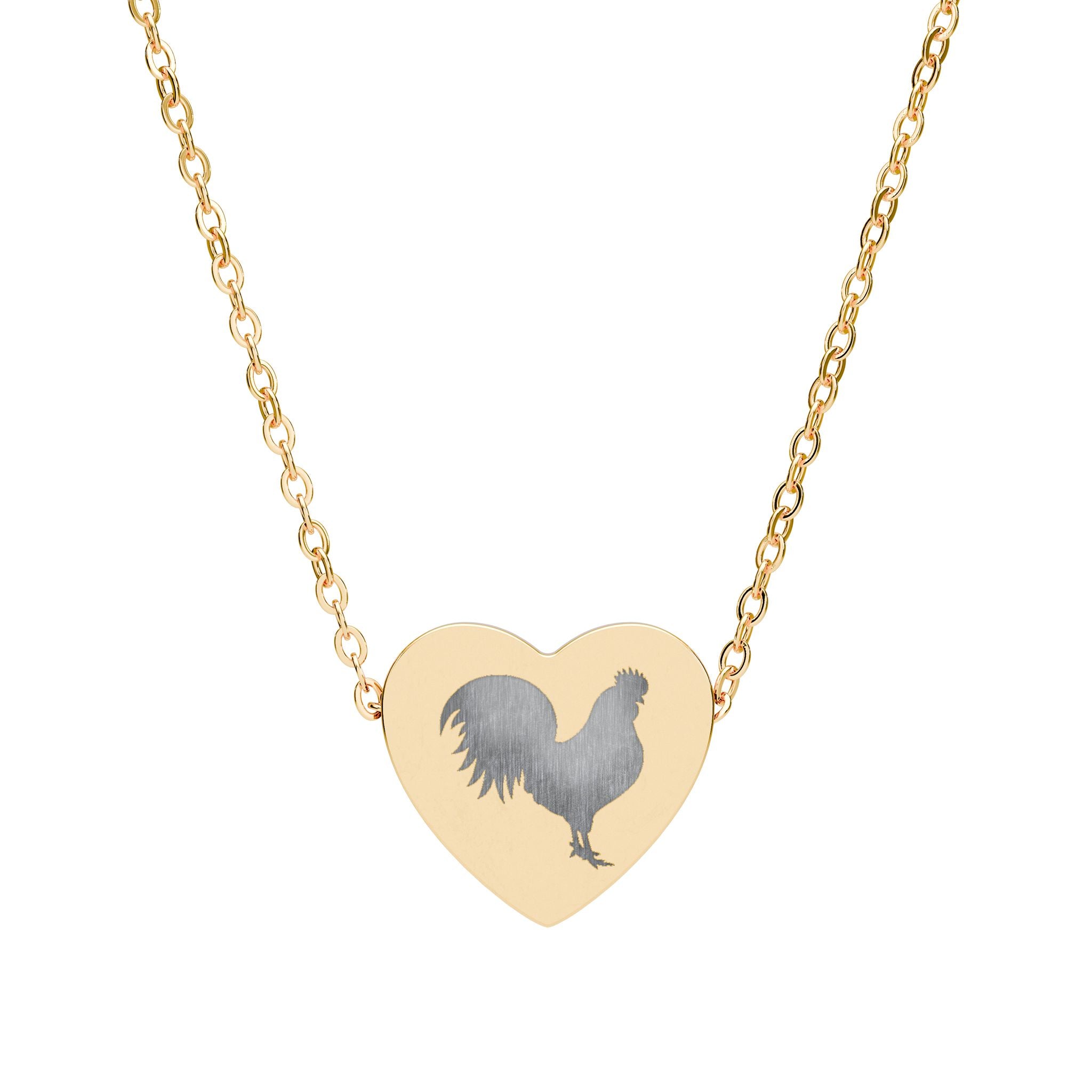 Rooster Heart Necklace – Chicken Lover Jewelry, Farmhouse Stainless Steel Necklace, Poultry Lover Gift
