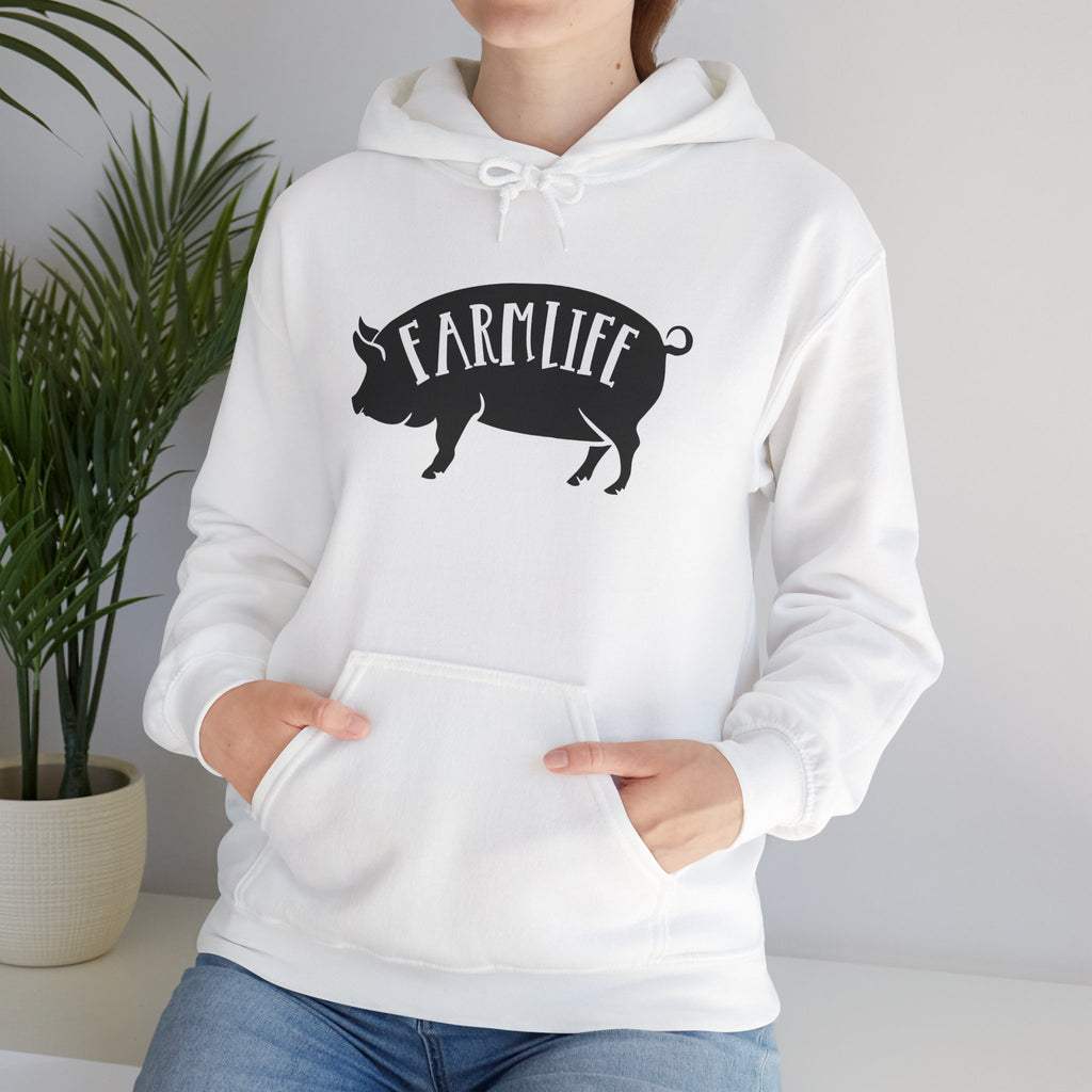 Farmhouse Pig Silhouette Hoodie – Farm Life Sweatshirt, Pig Lover Pullover, Homestead Hoodie, Mini Pig Apparel, Farm Animal Hoodie, Country Living Unisex Hoodie