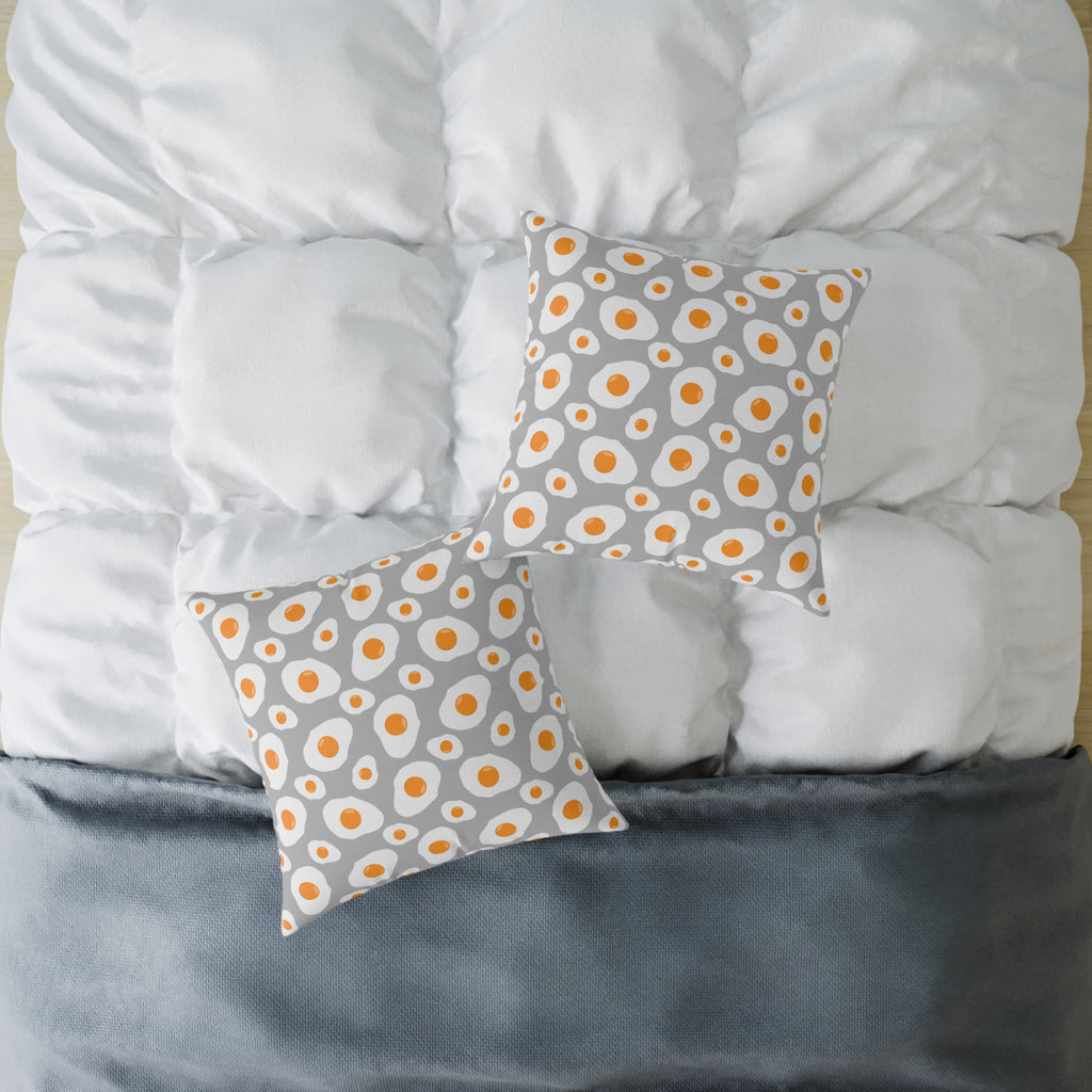 Funny Fried Egg Throw Pillow | Farmhouse Kitchen Decor Cushion | Breakfast Lover Accent Pillow | Cute Foodie Home Decor | Gumpert Homestead