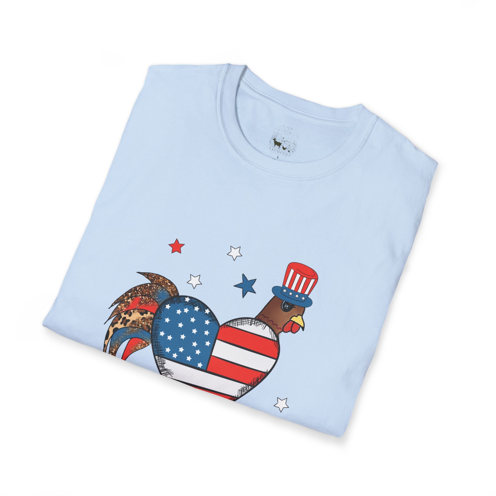 Happy 4th of July Chicken T-Shirt – Patriotic Rooster & Hen Shirt, American Flag Farm Tee, Backyard Chicken Shirt, Homestead Independence Day Apparel