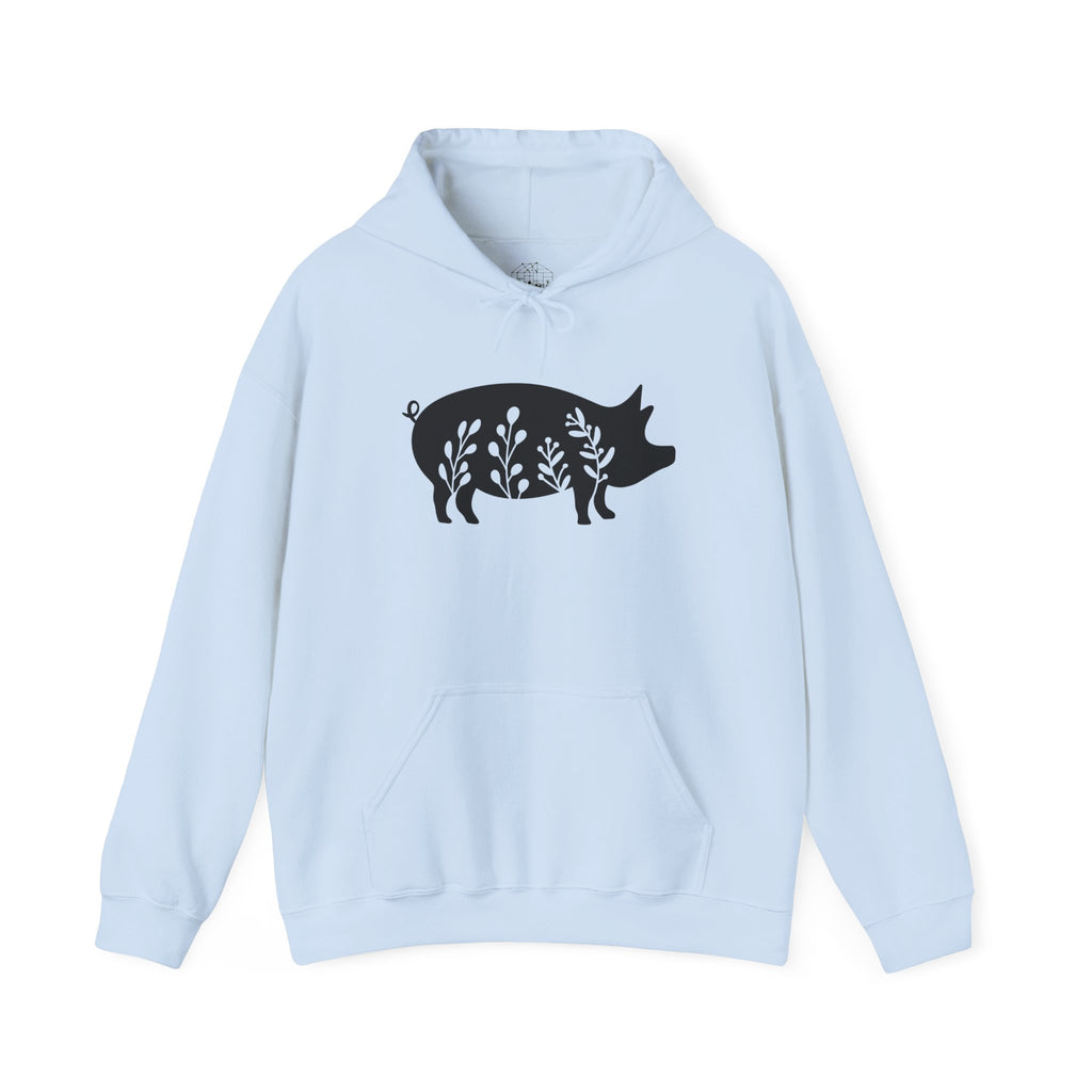 Floral Pig Silhouette Hoodie – Farm Life Sweatshirt, Pig Lover Pullover, Homestead Hoodie, Mini Pig Apparel, Farm Animal Hoodie, Country Living Unisex Hoodie
