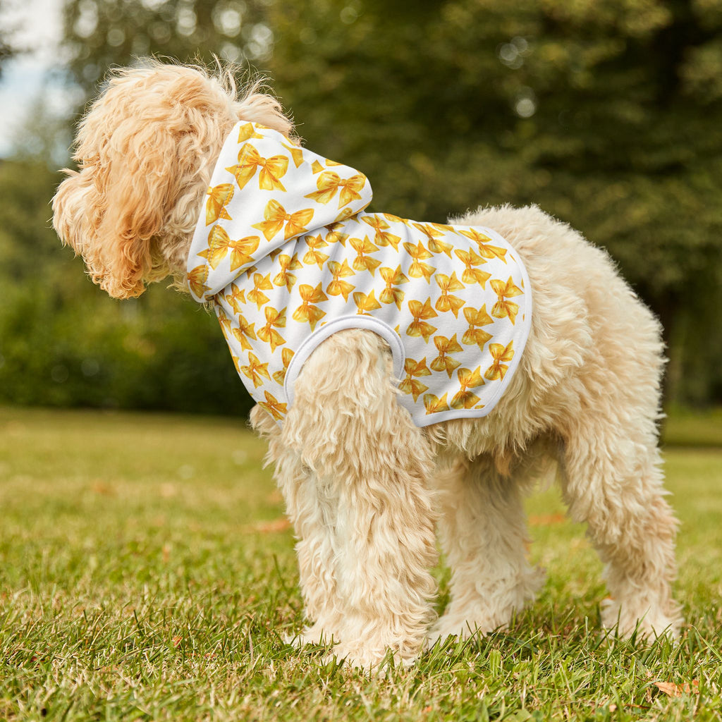Yellow Coquette Bows Cute Pet Hoodie - Adorable Puppy Sweater, Small Dog Outfit, Furry Friend Gift, Pet Apparel, Animal Lover Present