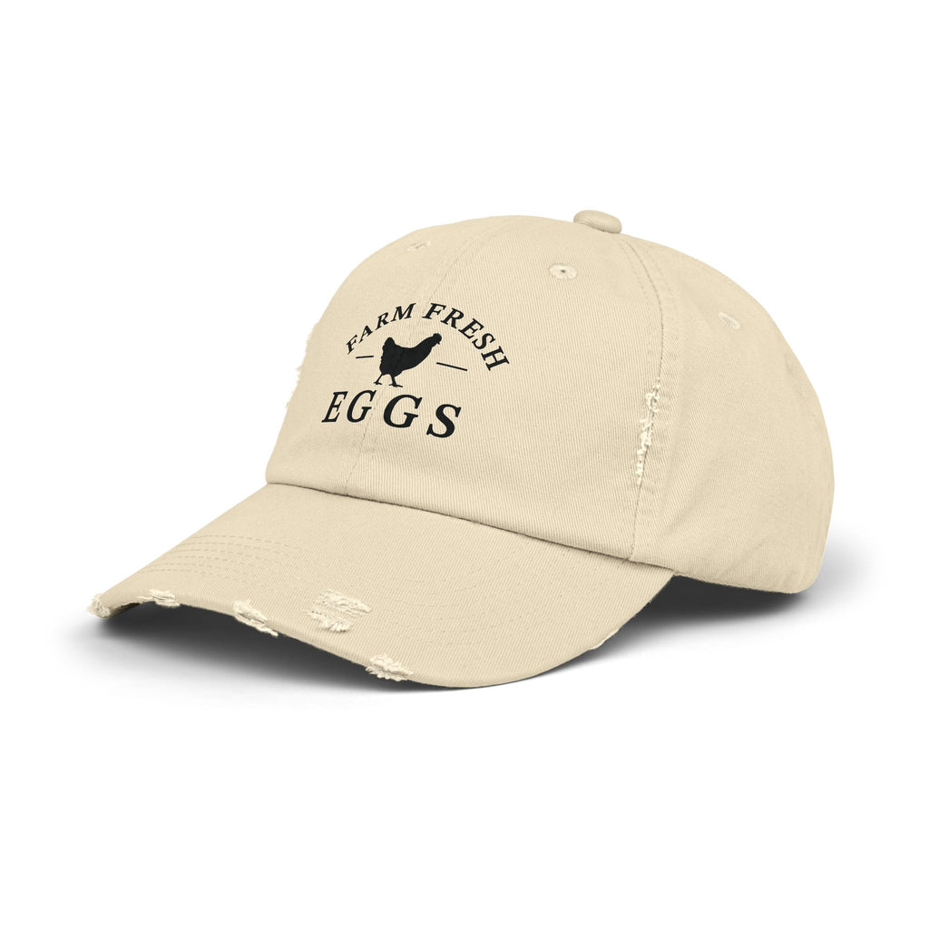 Farm Fresh Eggs Distressed Baseball Cap – Vintage Chicken Hat, Rustic Farm Egg Seller Cap, Backyard Chicken Keeper Hat, Homestead Farmwear