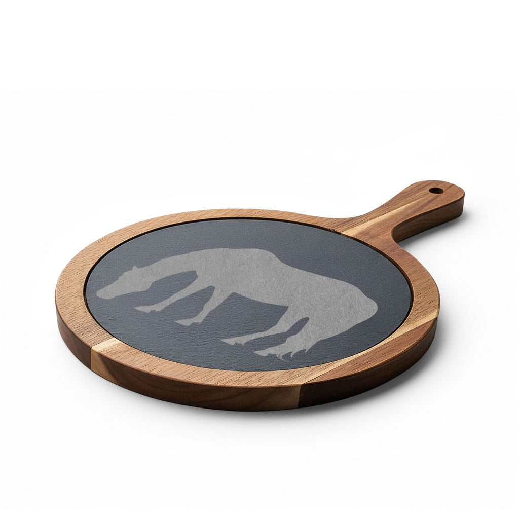 Horse Engraved Charcuterie Board Set | Slate Cheese Board with Knives | Farmhouse Equestrian Serving Board | Rustic Ranch Kitchen Gift