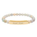 Goat Mom Natural Stone Stretch Bracelet – Engraved Goat Lover Jewelry, Farm Mom Gift, Rustic Homestead Bracelet