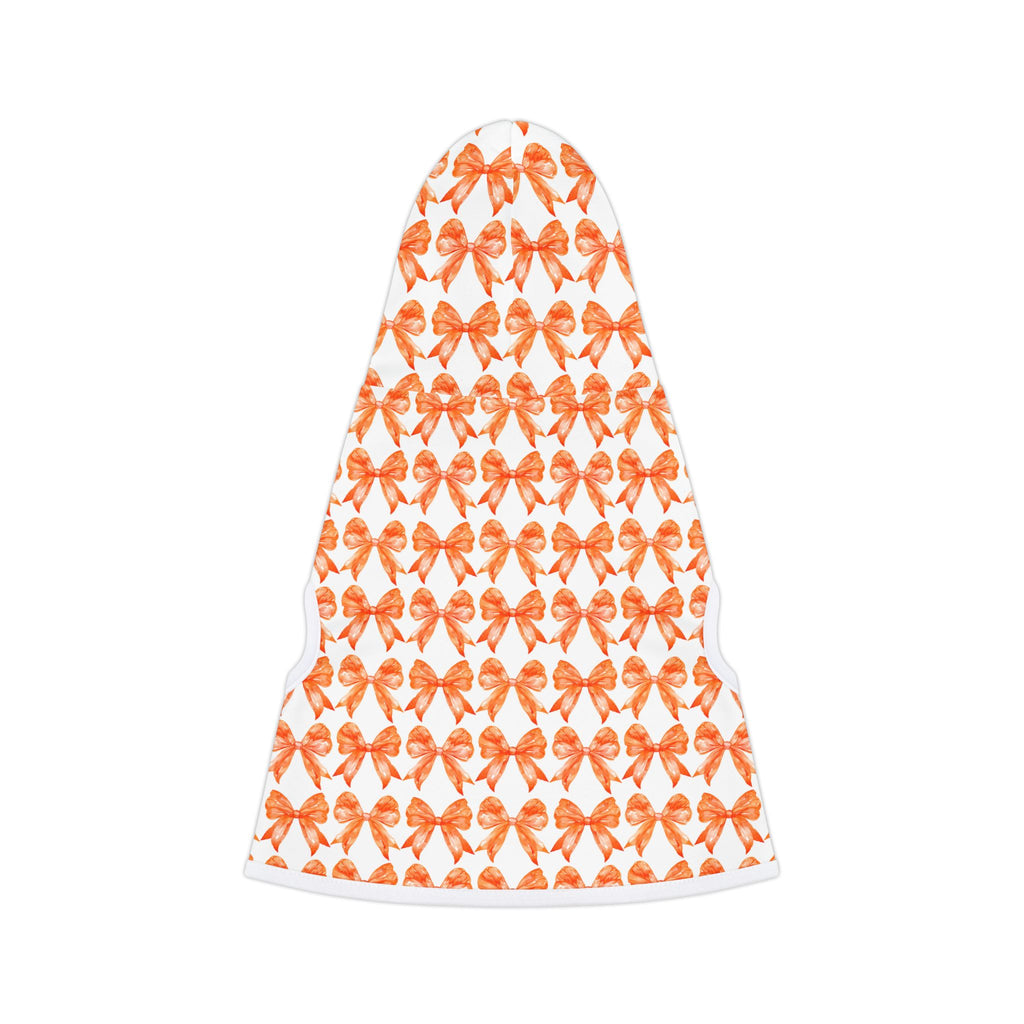 Orange Coquette Bows Cute Pet Hoodie - Adorable Puppy Sweater, Small Dog Outfit, Furry Friend Gift, Pet Apparel, Animal Lover Present