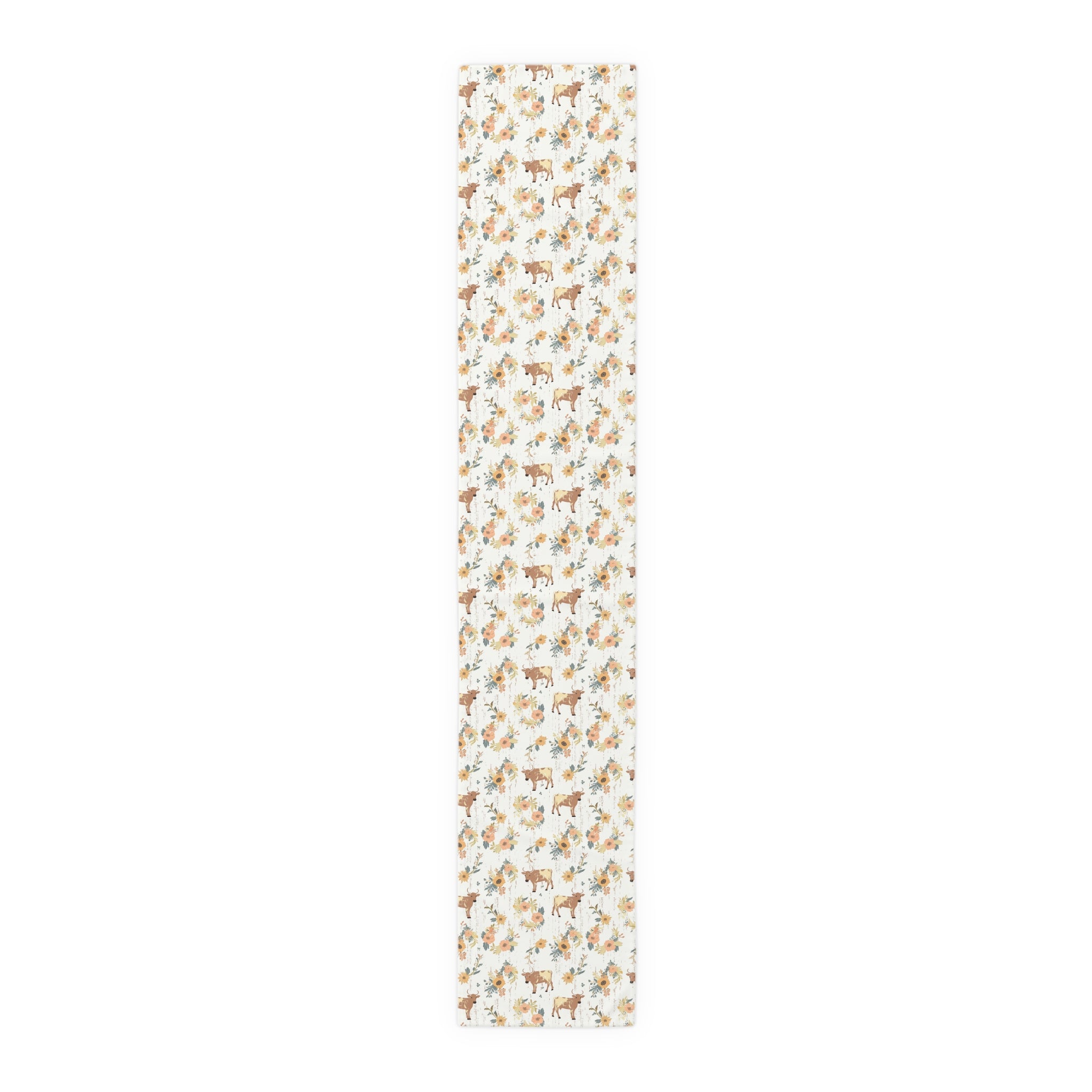 Floral Cow Farmhouse Table Runner | Cottagecore Country Dining Table Decor | Rustic Farm Animal Table Linen | Homestead Kitchen Runner