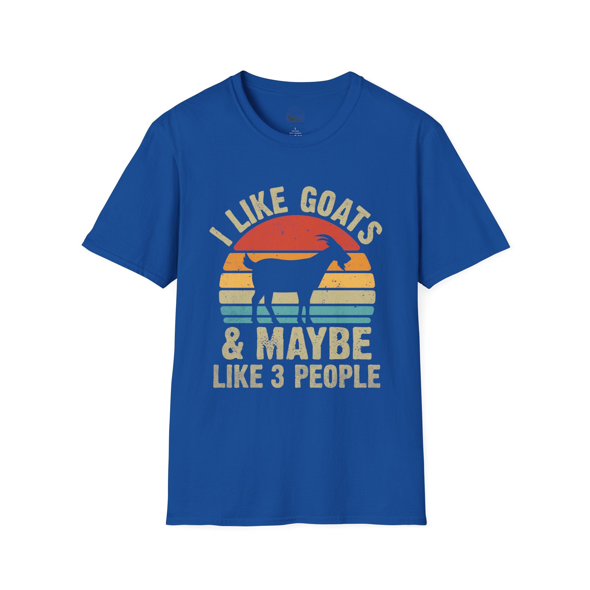 “I Like Goats & Maybe Like 3 People” Vintage Goat Lover Unisex Softstyle T-Shirt | Funny Farm Life Tee