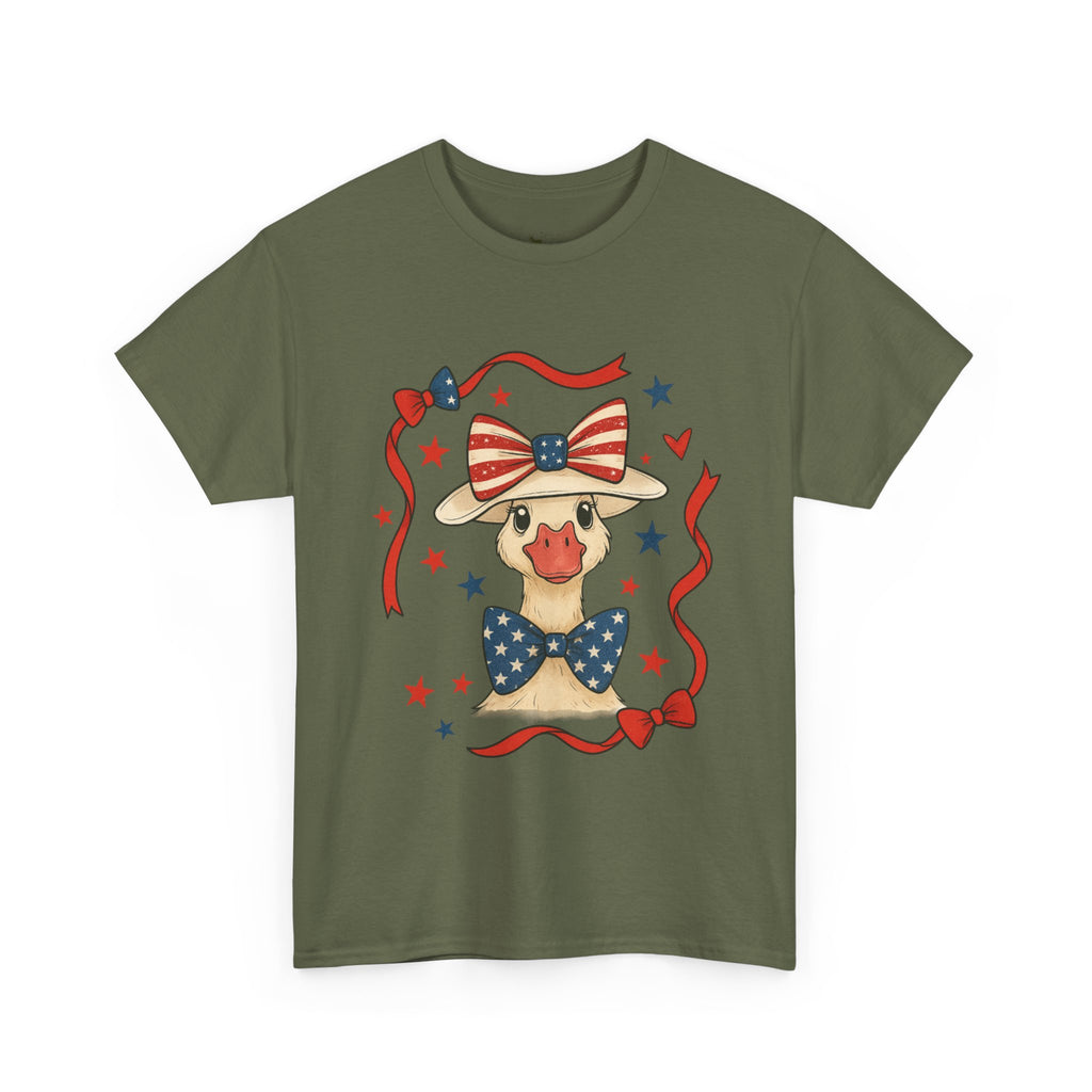 4th of July Goose T-Shirt | Patriotic Farm Goose Graphic Tee | Americana Country Shirt | Red White Blue Farm Animal Shirt | Homestead Summer Apparel