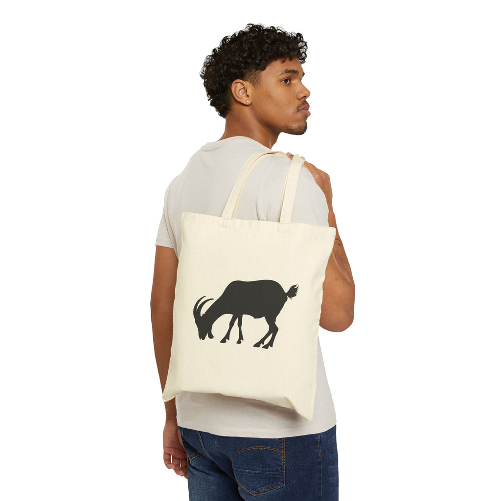 Goat Silhouette Canvas Tote Bag – Farmhouse Goat Market Bag, Homestead Reusable Shopping Tote, Rustic Farm Gift