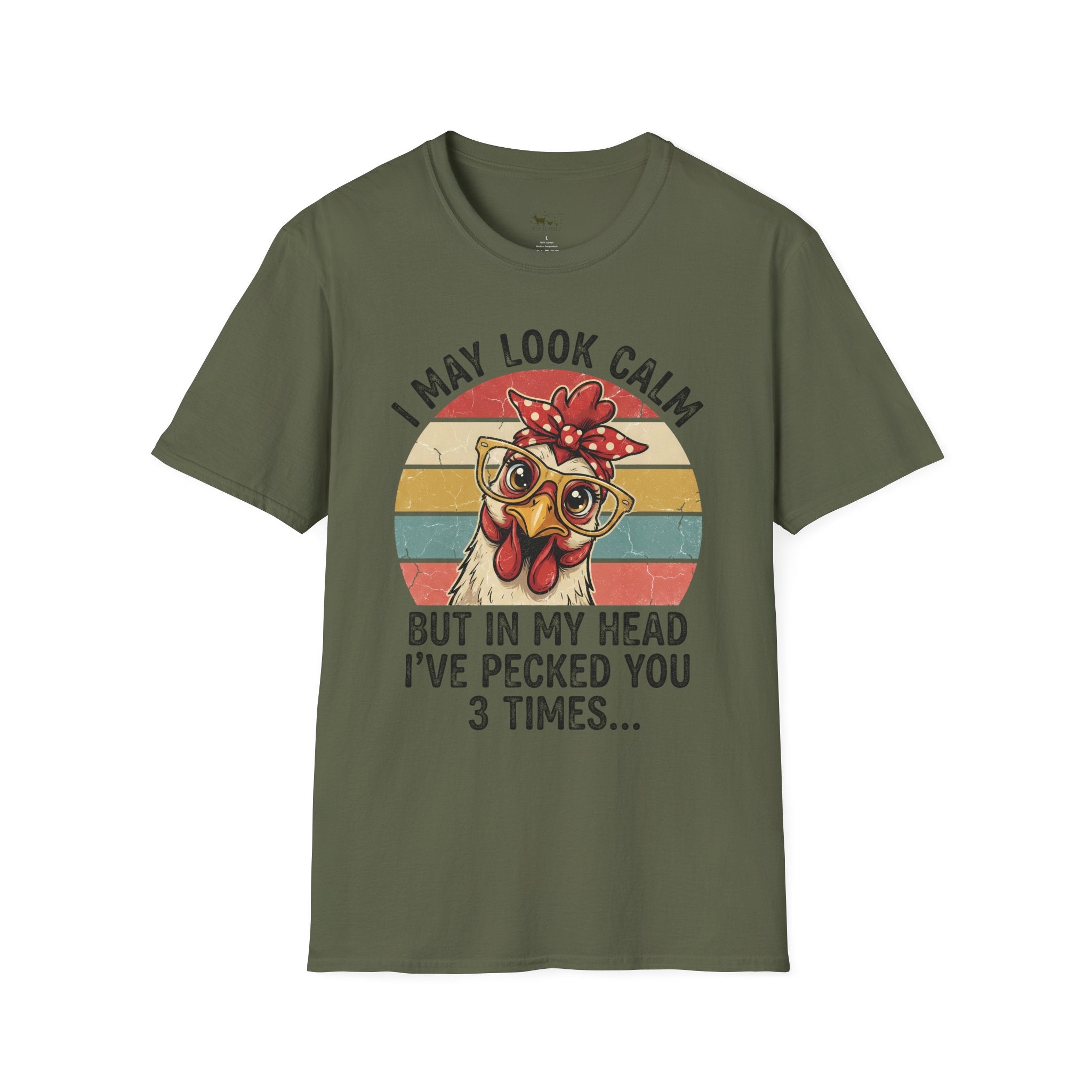 I May Look Calm But In My Head I’ve Pecked You 3 Times Funny Chicken Unisex T-Shirt | Farm Life Hen Lover Tee