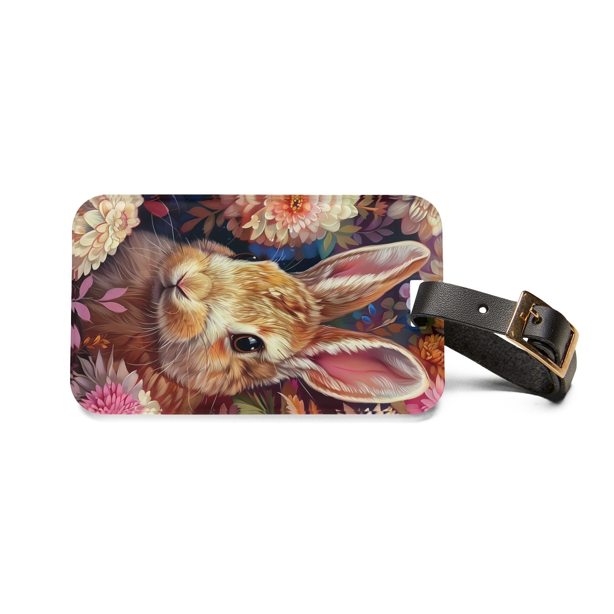 Floral Bunny Luggage Tag | Cottagecore Rabbit Travel Accessory | Woodland Bunny Suitcase Tag | Rustic Bag Identifier | Gumpert Homestead