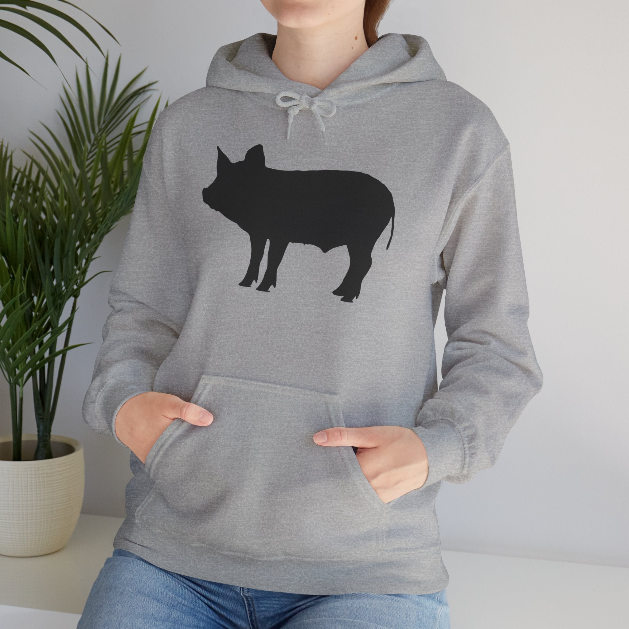 Pig Silhouette Hoodie – Farm Life Sweatshirt, Pig Lover Pullover, Homestead Hoodie, Mini Pig Apparel, Farm Animal Hoodie, Country Living Unisex Hoodie