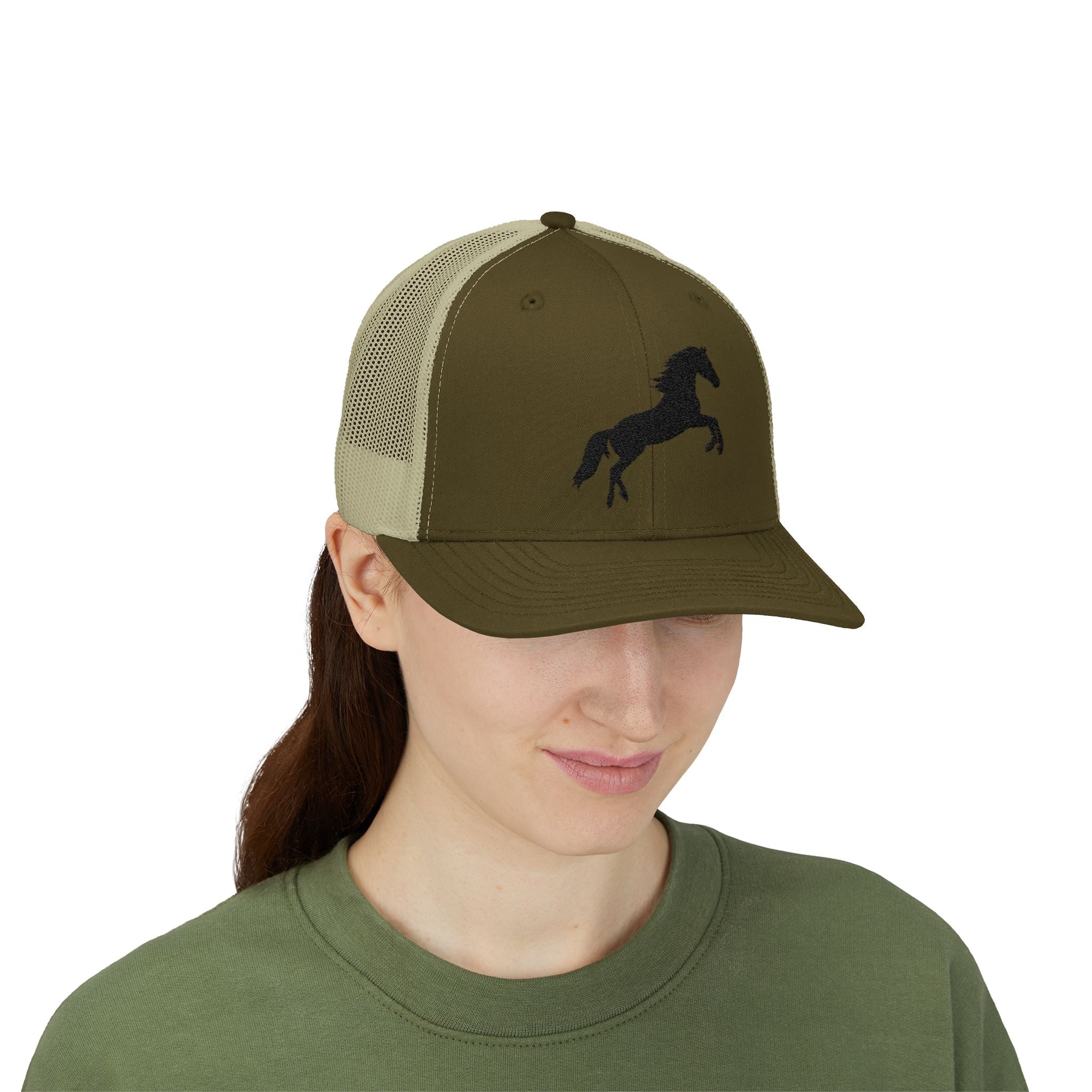 Rearing Horse Trucker Hat | Western Equestrian Mesh Snapback Cap | Rustic Ranch Horse Lover Hat | Farm Life Country Cowboy Cap