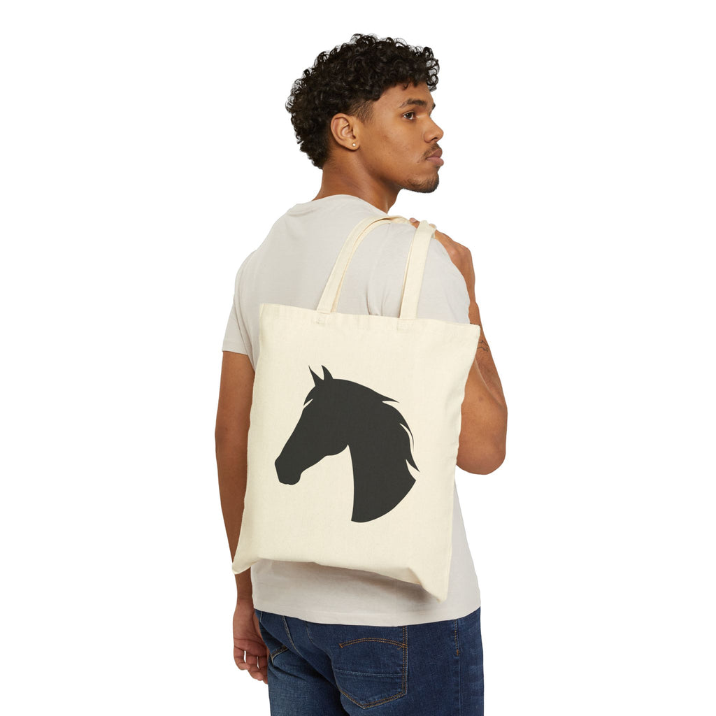 Horse Head Silhouette Canvas Tote Bag | Equestrian Farm Tote | Minimalist Horse Lover Market Bag | Rustic Farmhouse Country Tote