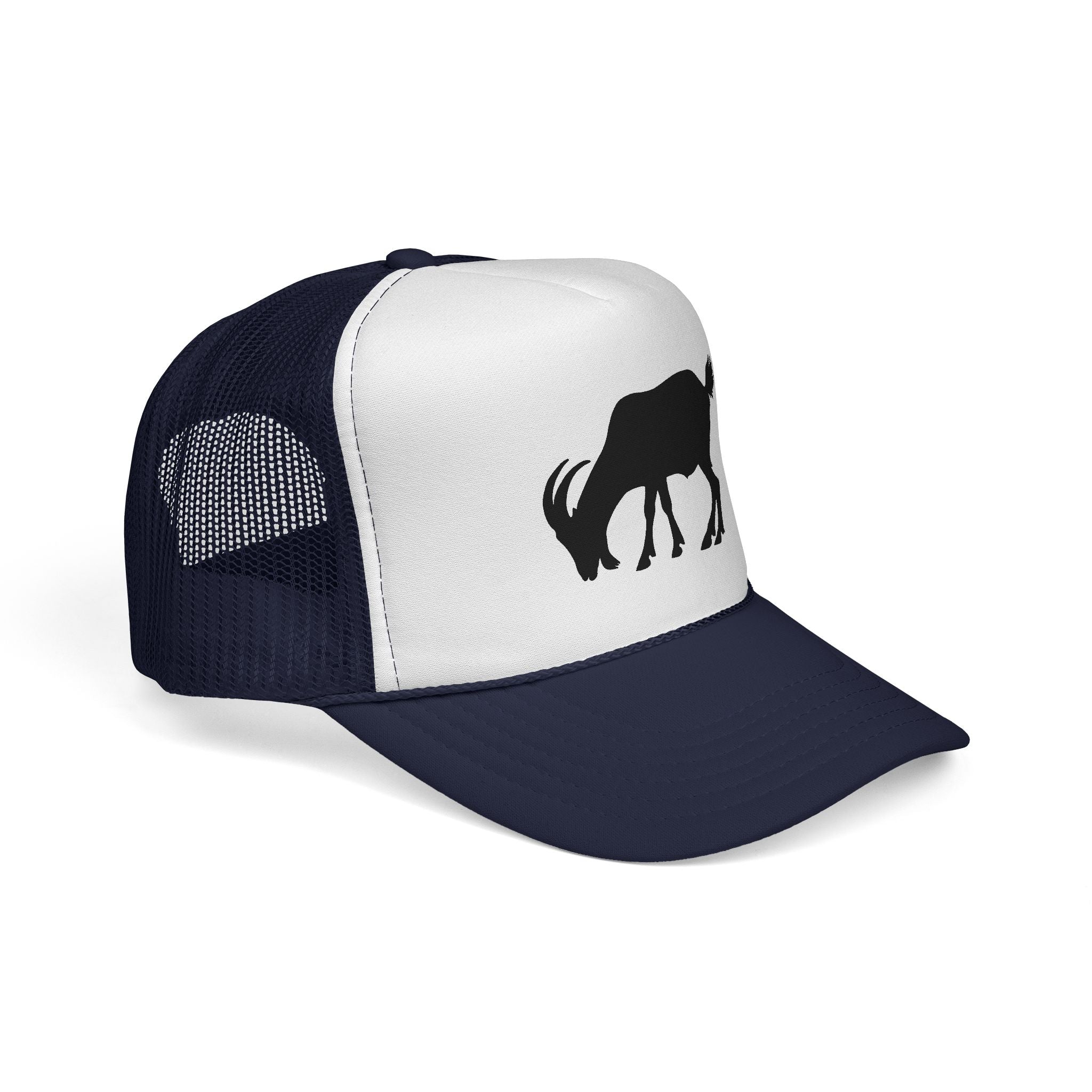 Goat Silhouette Trucker Hat – Farm Goat Hat, Homestead Goat Keeper Cap, Minimalist Farm Life Snapback