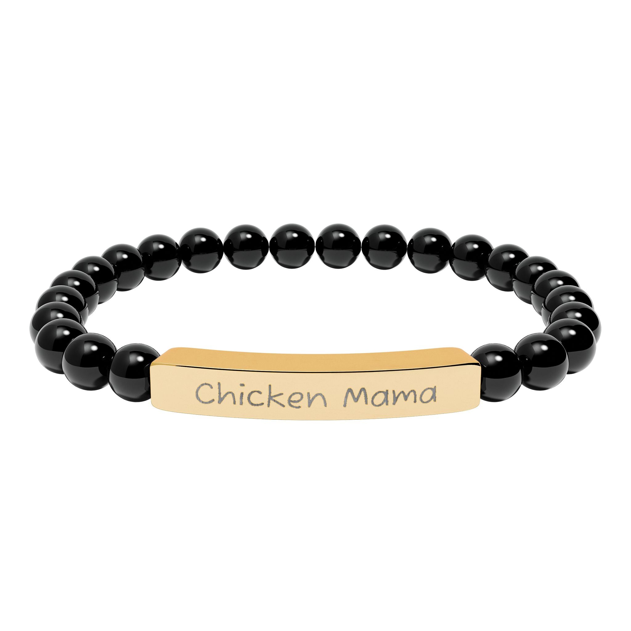Chicken Mama Natural Stone Stretch Bracelet – Engraved Farm Mom Jewelry, Chicken Lover Gift, Rustic Homestead Bracelet