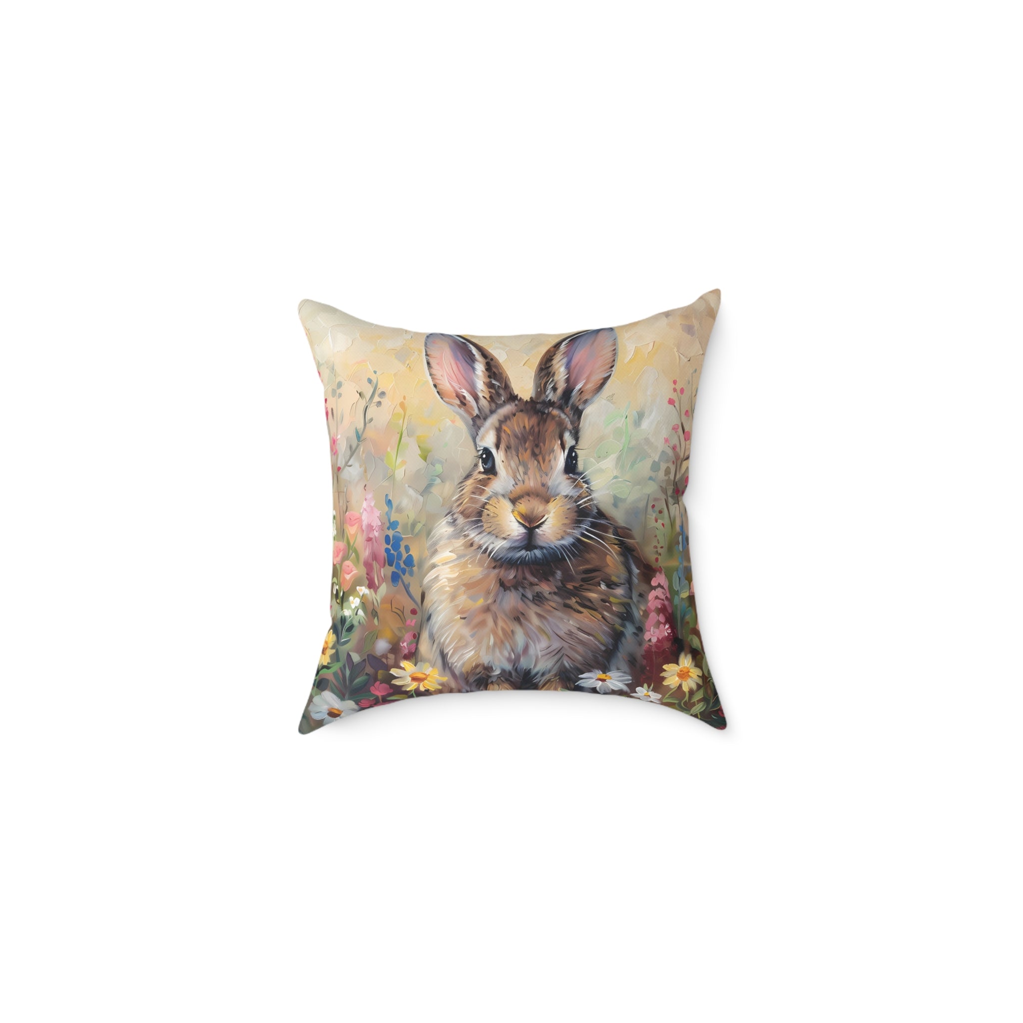 Cottagecore Bunny Throw Pillow | Floral Rabbit Accent Pillow | Farmhouse Bunny Decor Cushion | Rustic Woodland Home Decor | Gumpert Homestead