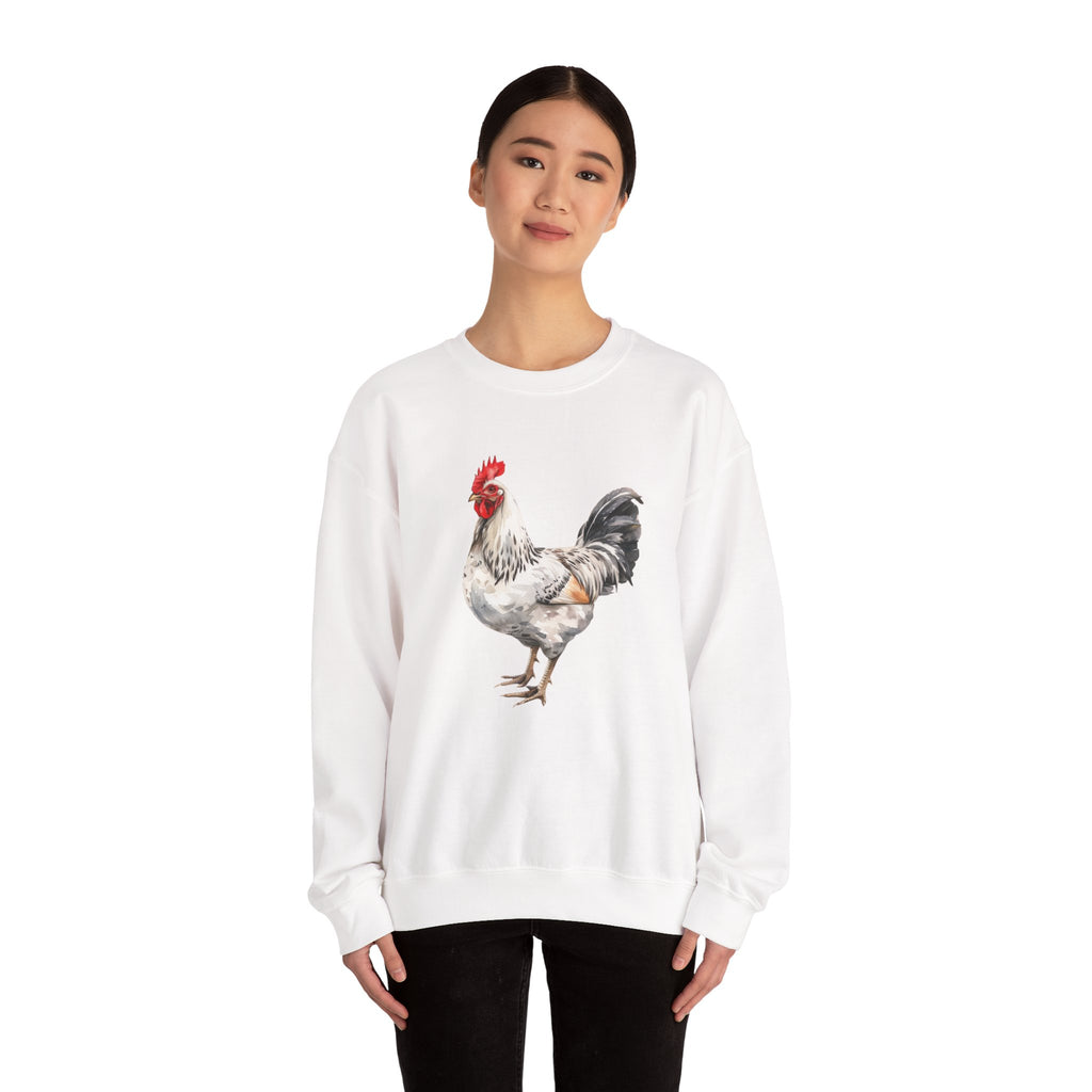 Light Sussex Rooster Sweatshirt – Farmhouse Chicken Crewneck, Heritage Sussex Rooster Pullover, Homestead Apparel