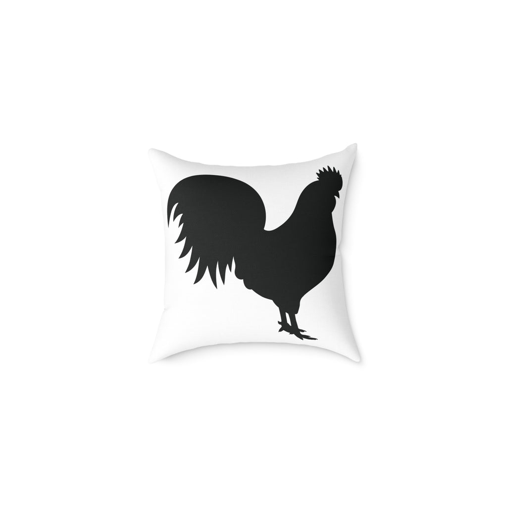 Farmhouse Rooster Silhouette Throw Pillow – Rustic Chicken Decor Cushion, Neutral Country Homestead Accent Pillow