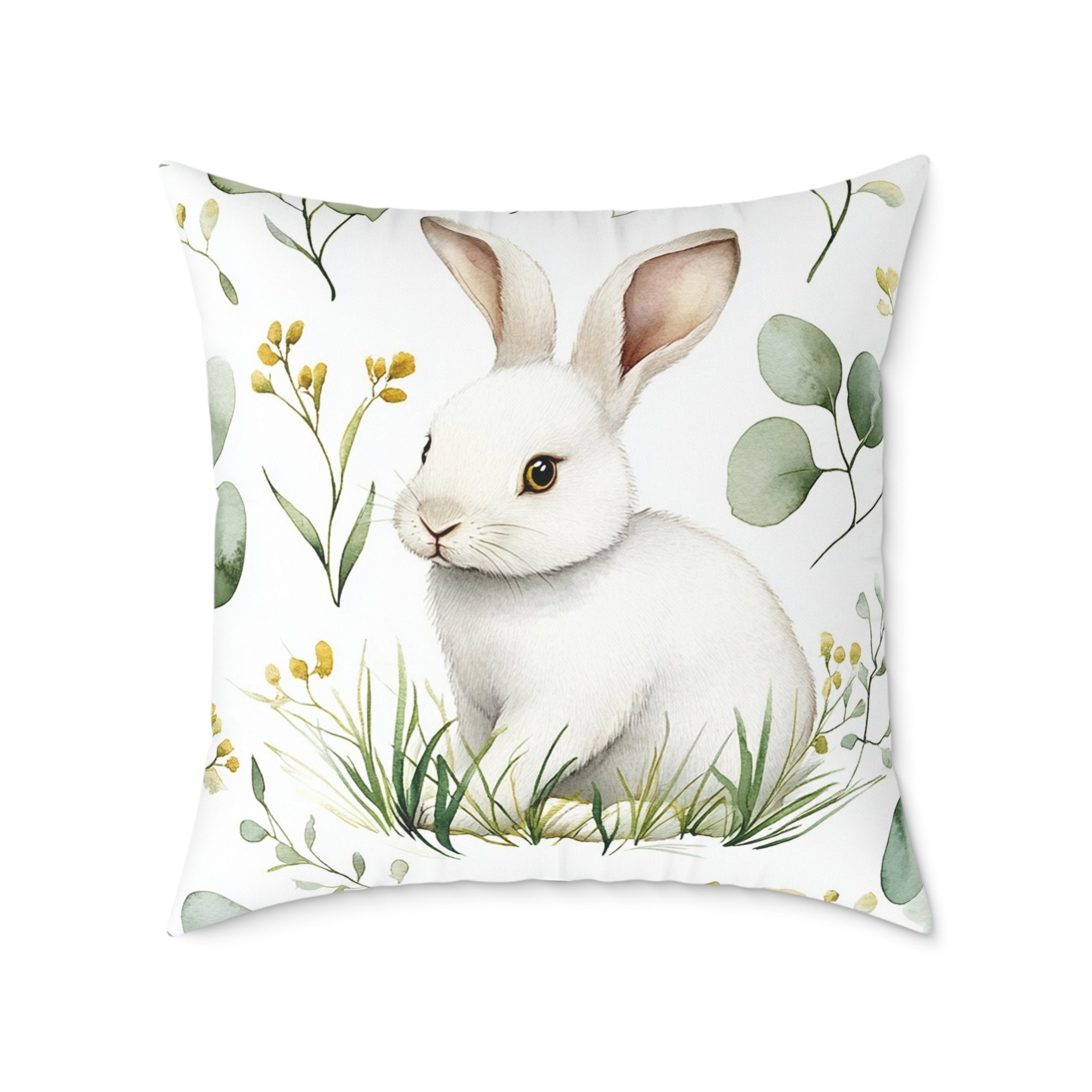 White Bunny Throw Pillow | Cottagecore Rabbit Accent Pillow | Farmhouse Bunny Decor Cushion | Woodland Rabbit Home Decor | Gumpert Homestead