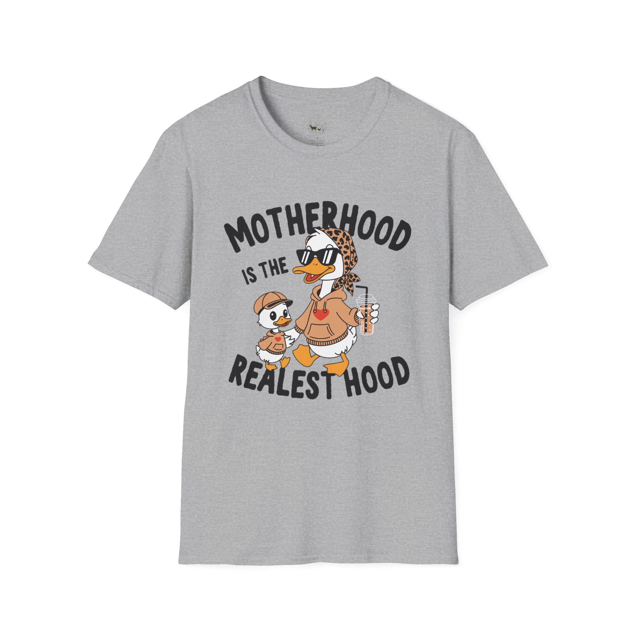 Motherhood Is the Realest Hood Funny Duck Mom Unisex T-Shirt | Farm Mom Graphic Tee