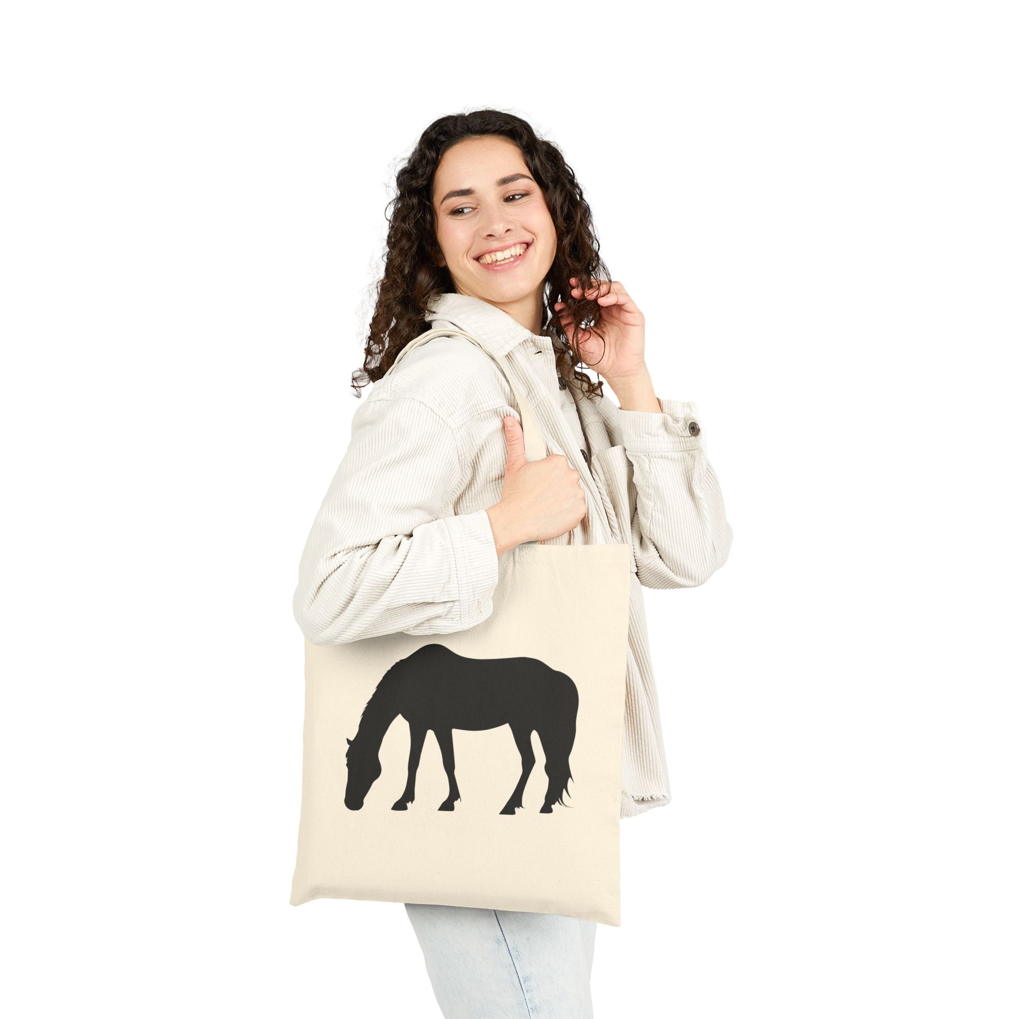 Horse Silhouette Canvas Tote Bag | Equestrian Farm Tote | Minimalist Horse Lover Market Bag | Rustic Farmhouse Country Tote
