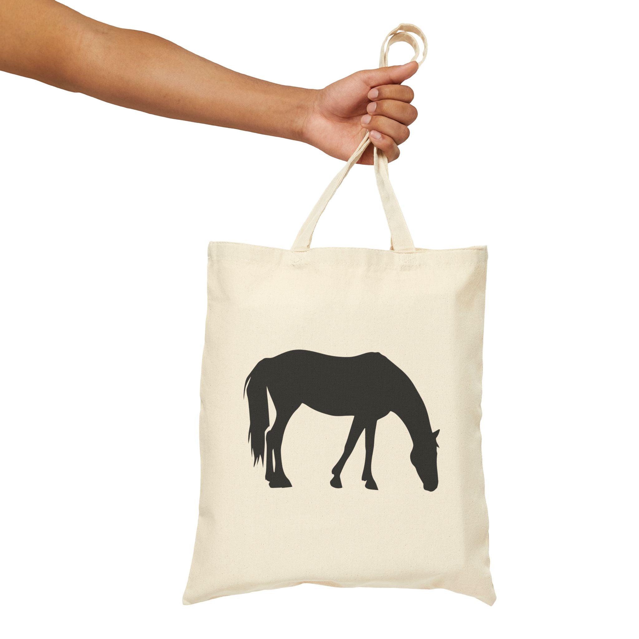Horse Silhouette Canvas Tote Bag | Equestrian Farm Tote | Minimalist Horse Lover Market Bag | Rustic Farmhouse Country Tote