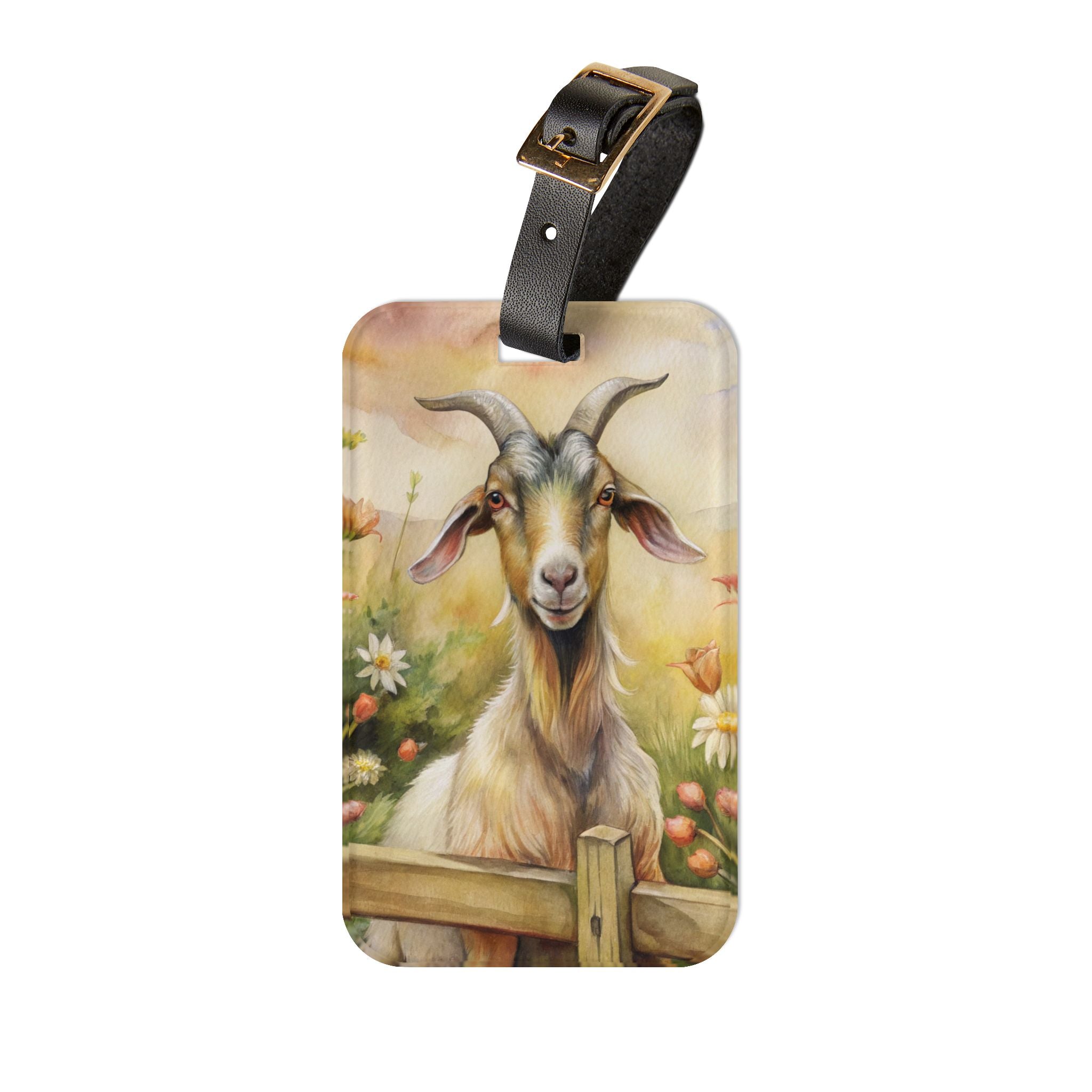 Goat Luggage Tag | Farmhouse Travel Accessory | Rustic Goat Suitcase Tag | Cottagecore Farm Animal Bag Identifier | Gumpert Homestead